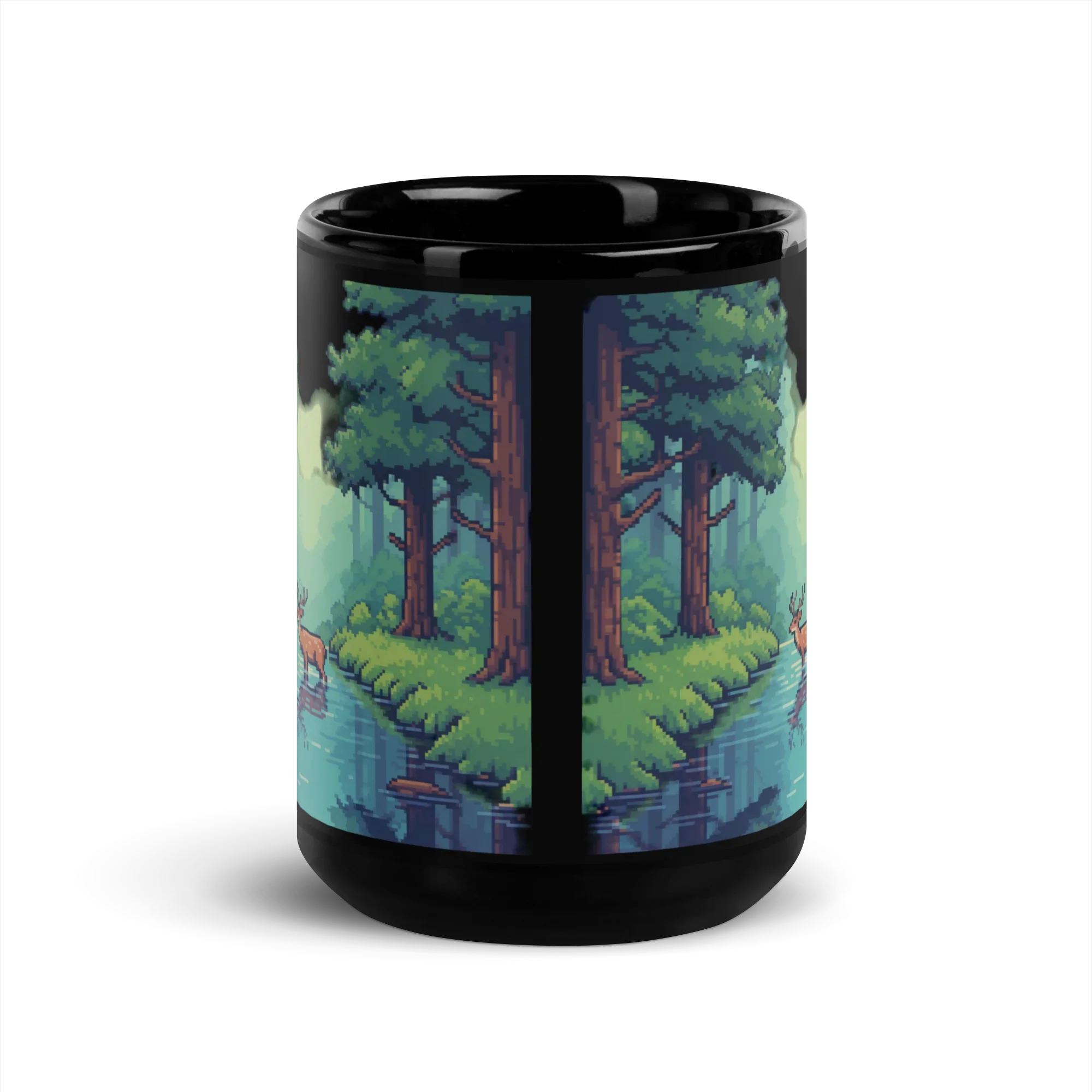 Tranquil Pixel Grove Mug – Retro Forest Scene for Nature-Loving Gamers - RaZits