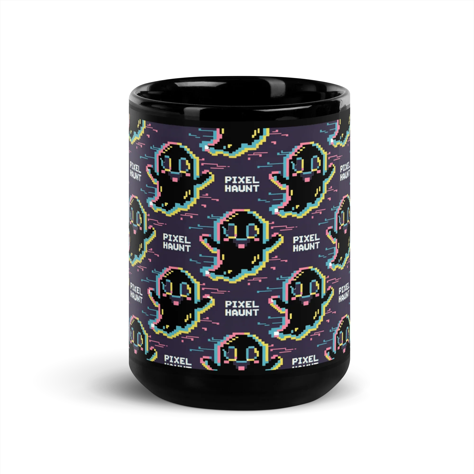 Pixel Haunt Ghost Mug – Retro Gamer Halloween Pixel Art Design - RaZits