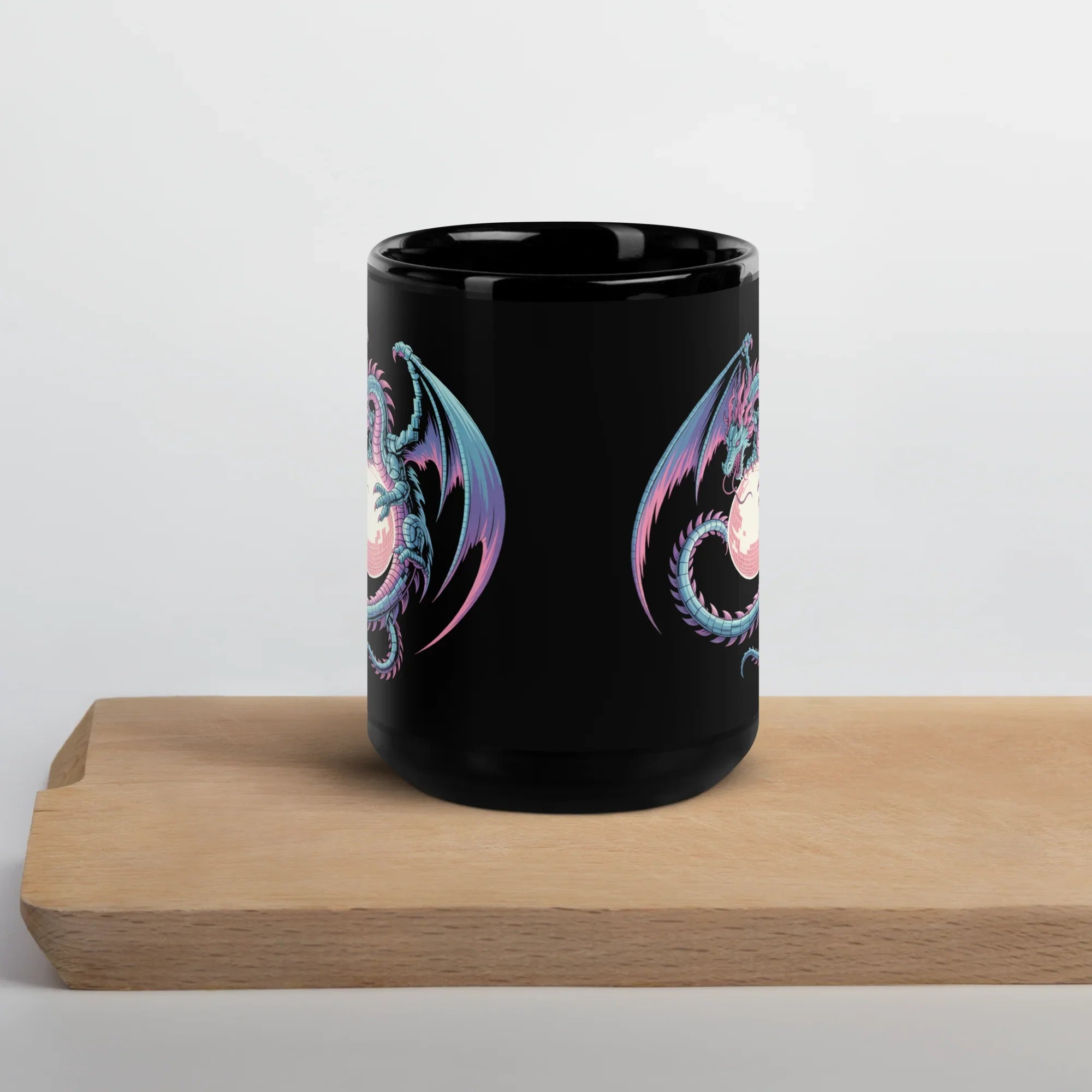 Neon Dragon Core Mug – Retro Cyber Fantasy Dragon with Pixel Energy Orb - RaZits