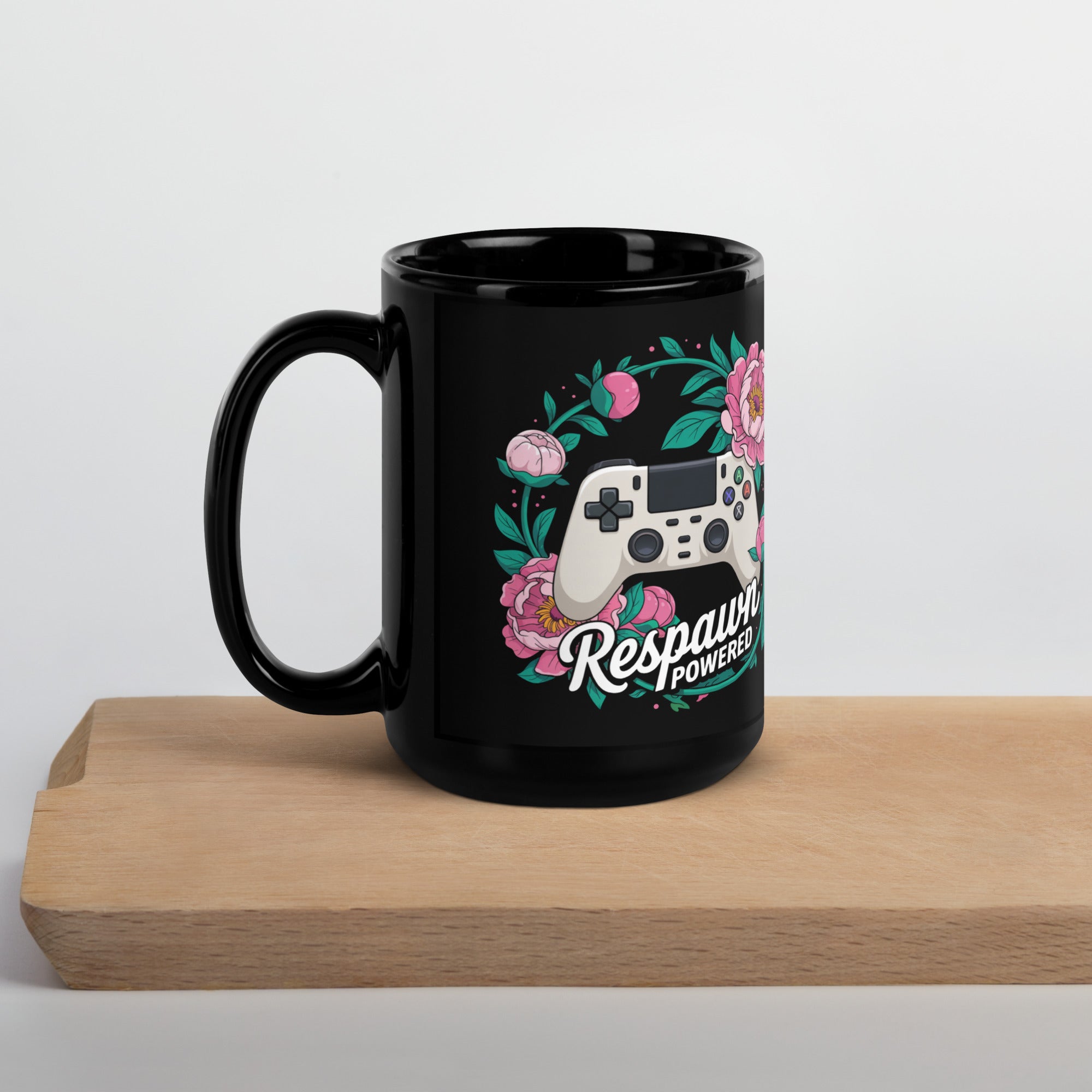 Respawn Powered Gamer Mug – Floral Controller Design for Girl Gamers.