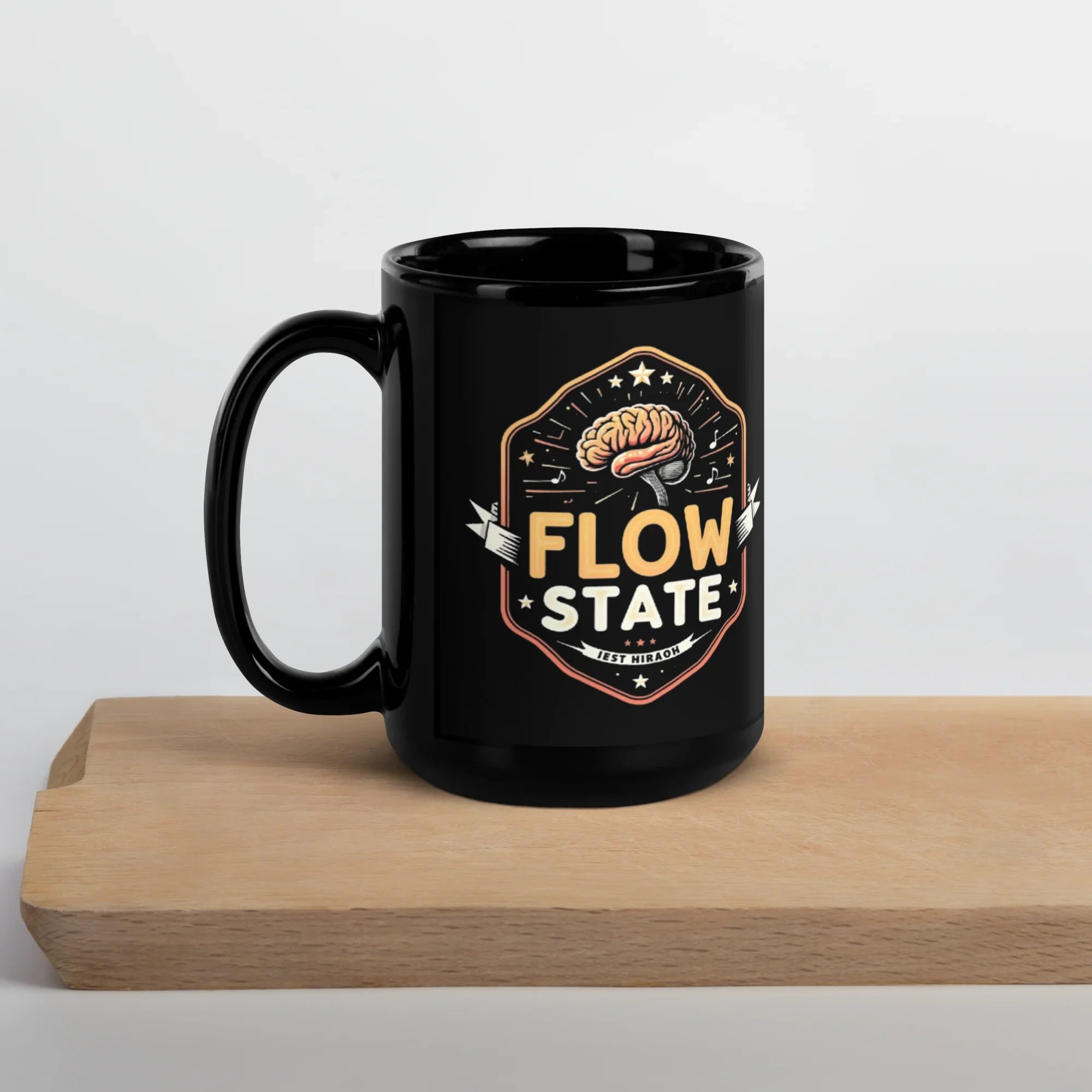 Flow State – Ceramic Glossy Black Mug - RaZits
