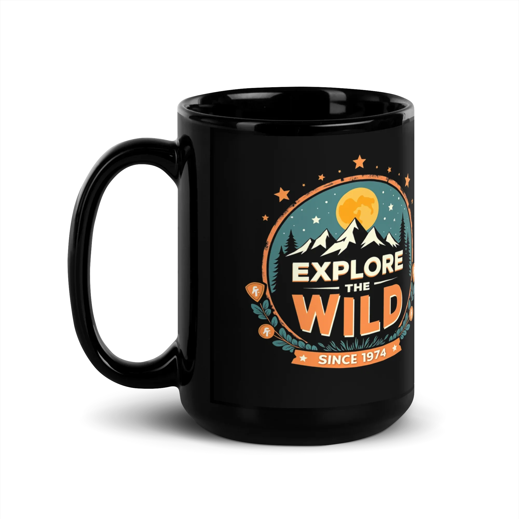Explore the Wild – Glossy Black Mug for Outdoor Lovers - RaZits
