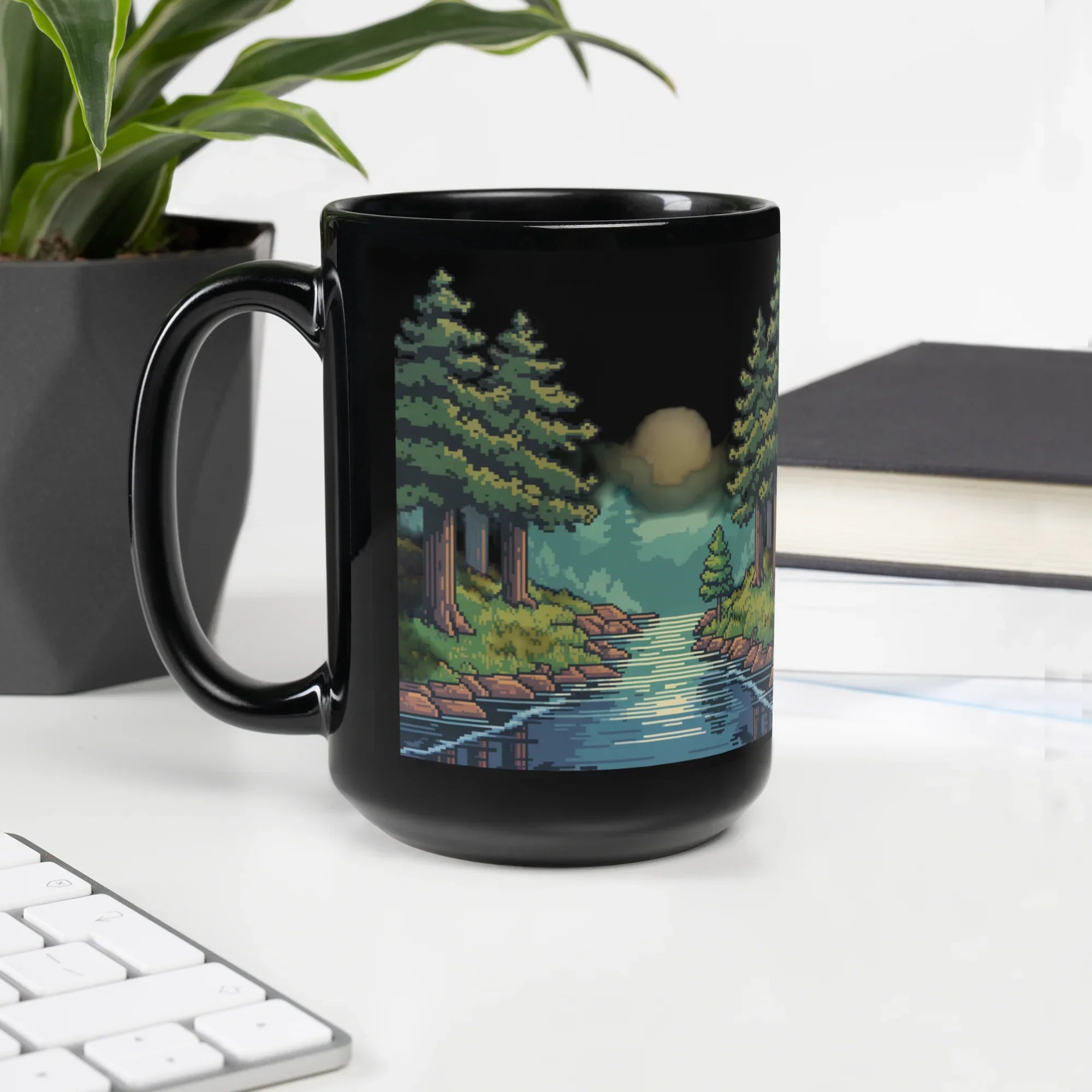 Pixel Forest Sunrise Mug – Retro Nature Scene for Cozy Gamers - RaZits