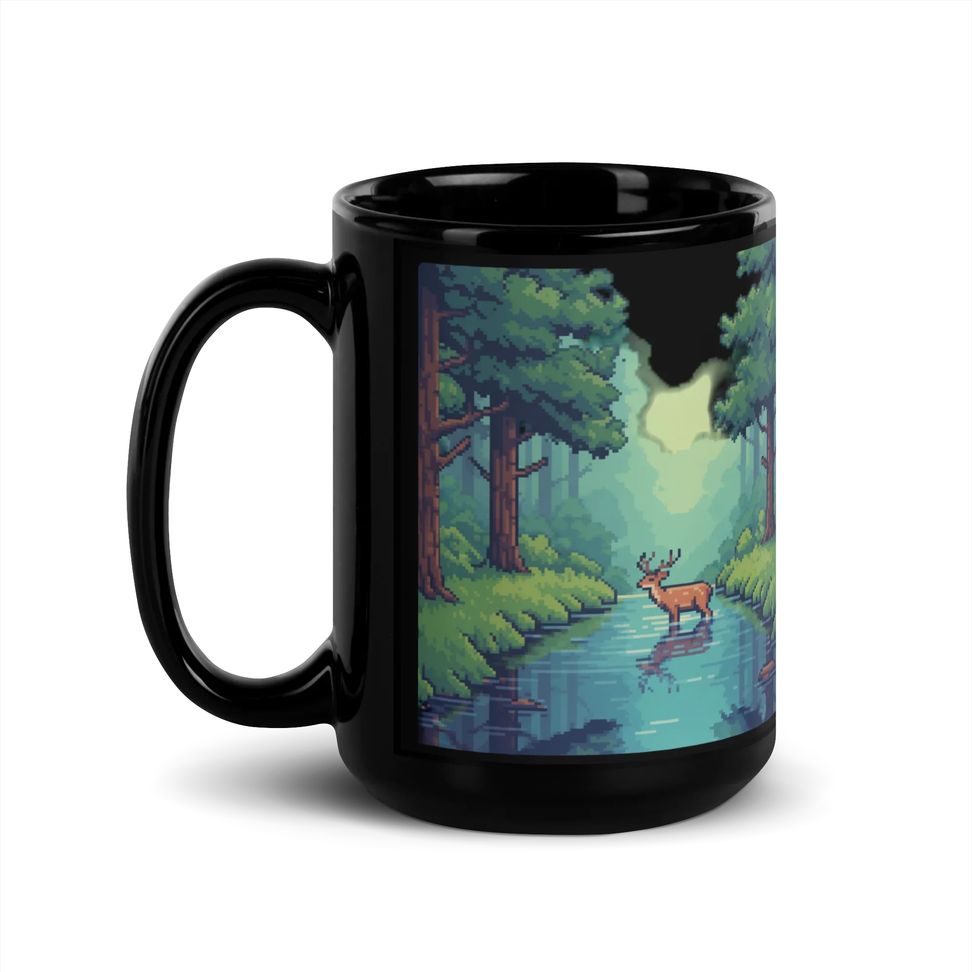 Tranquil Pixel Grove Mug – Retro Forest Scene for Nature-Loving Gamers - RaZits