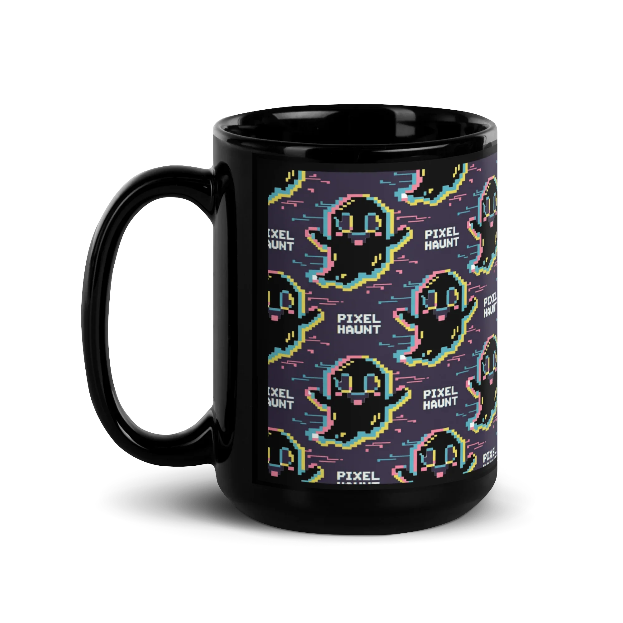 Pixel Haunt Ghost Mug – Retro Gamer Halloween Pixel Art Design - RaZits