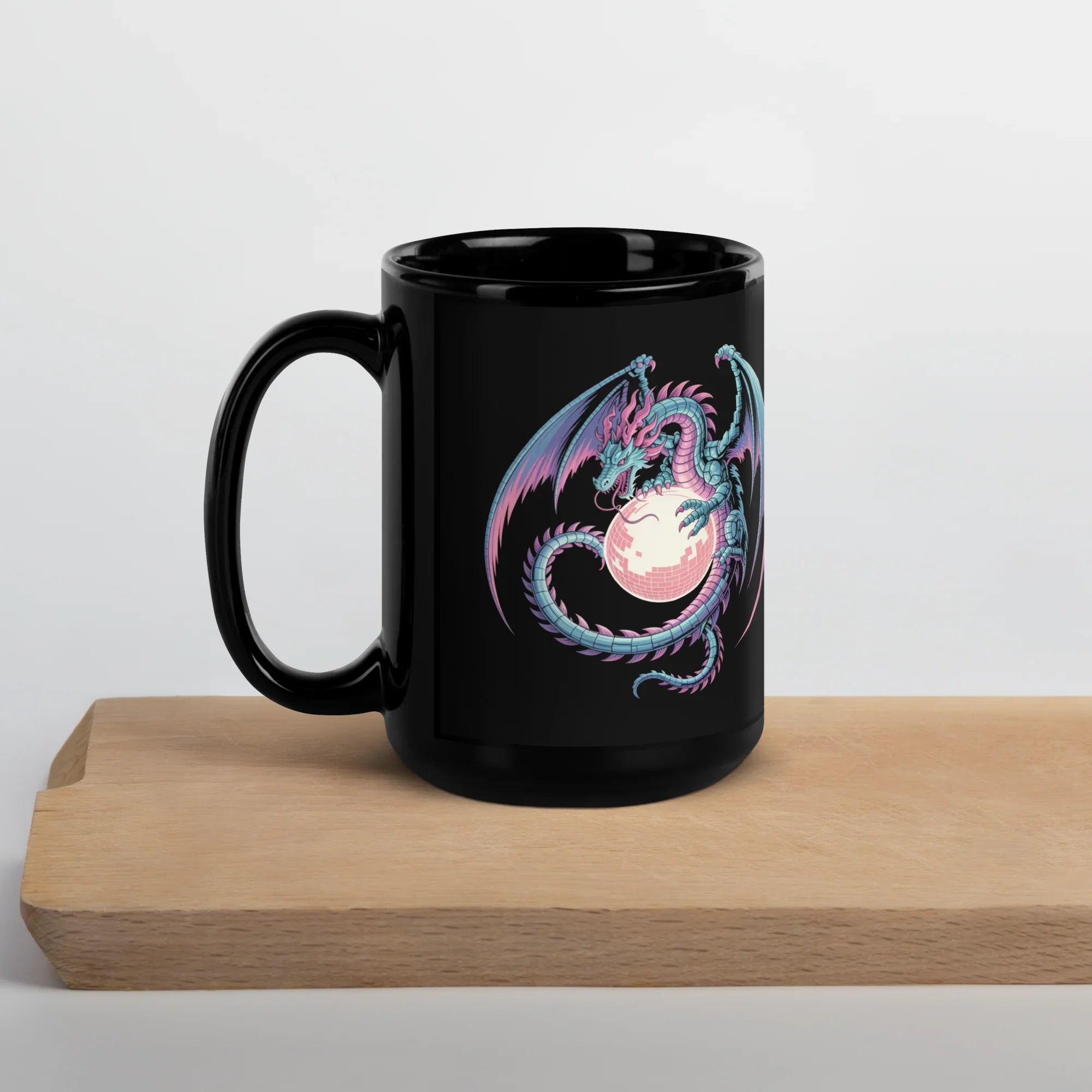 Neon Dragon Core Mug – Retro Cyber Fantasy Dragon with Pixel Energy Orb - RaZits