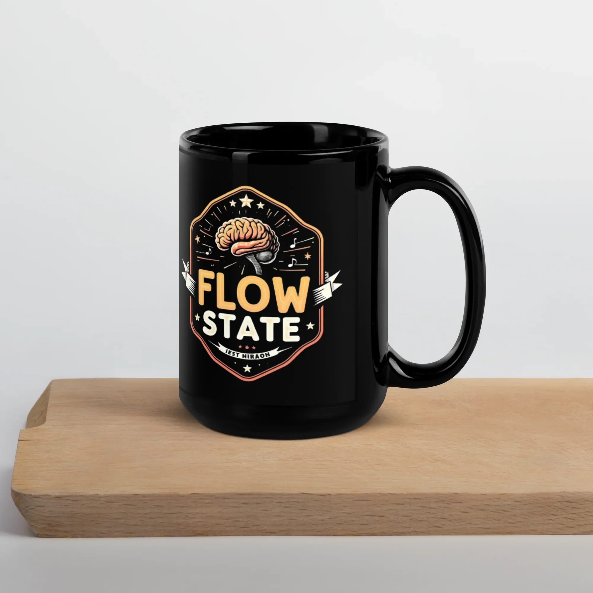 Flow State – Ceramic Glossy Black Mug - RaZits