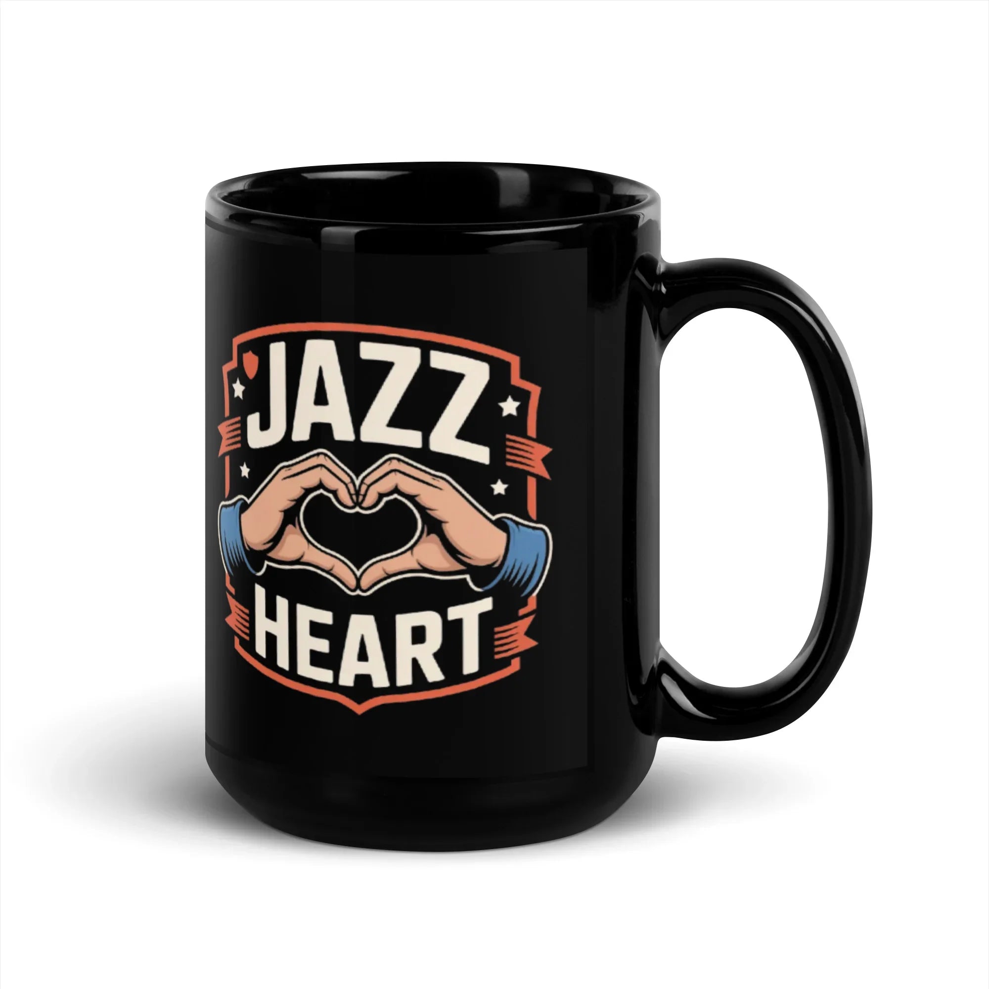Jazz Heart – Ceramic Glossy Black Mug - RaZits