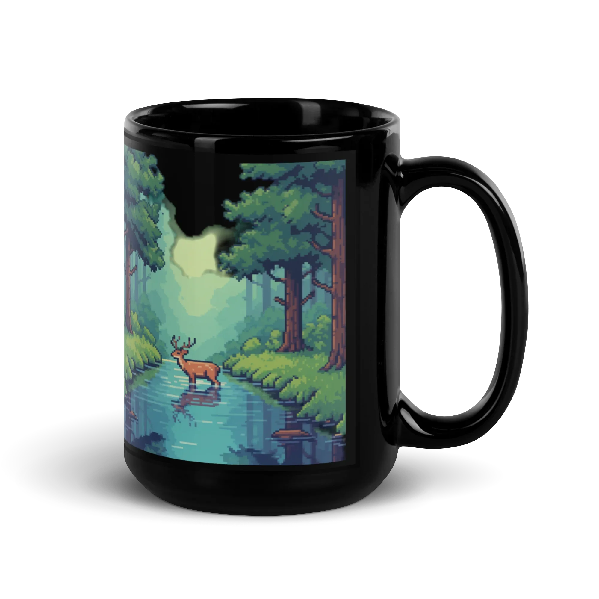 Tranquil Pixel Grove Mug – Retro Forest Scene for Nature-Loving Gamers - RaZits