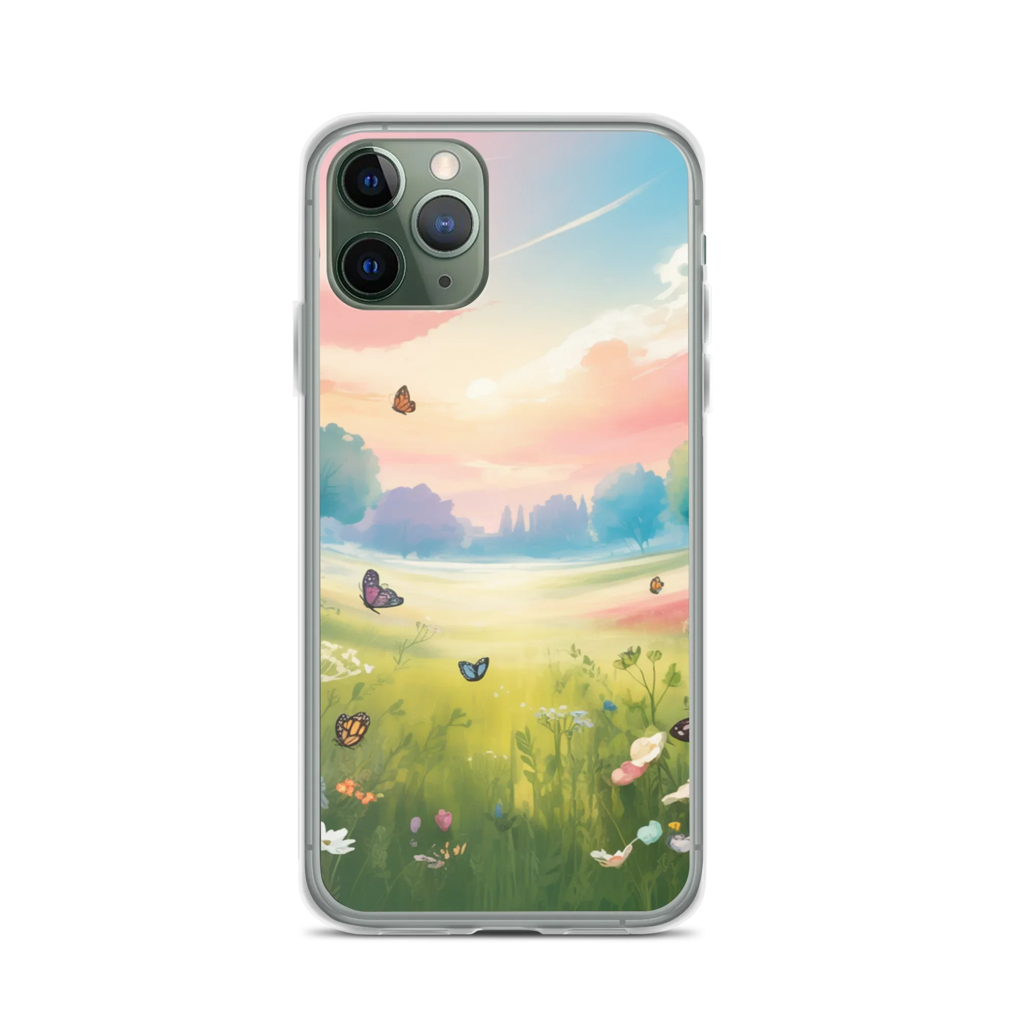 Butterfly Meadow Phone Case – Pastel Sunset & Wildflowers | Dreamy Nature & Cottagecore Aesthetic - RaZits