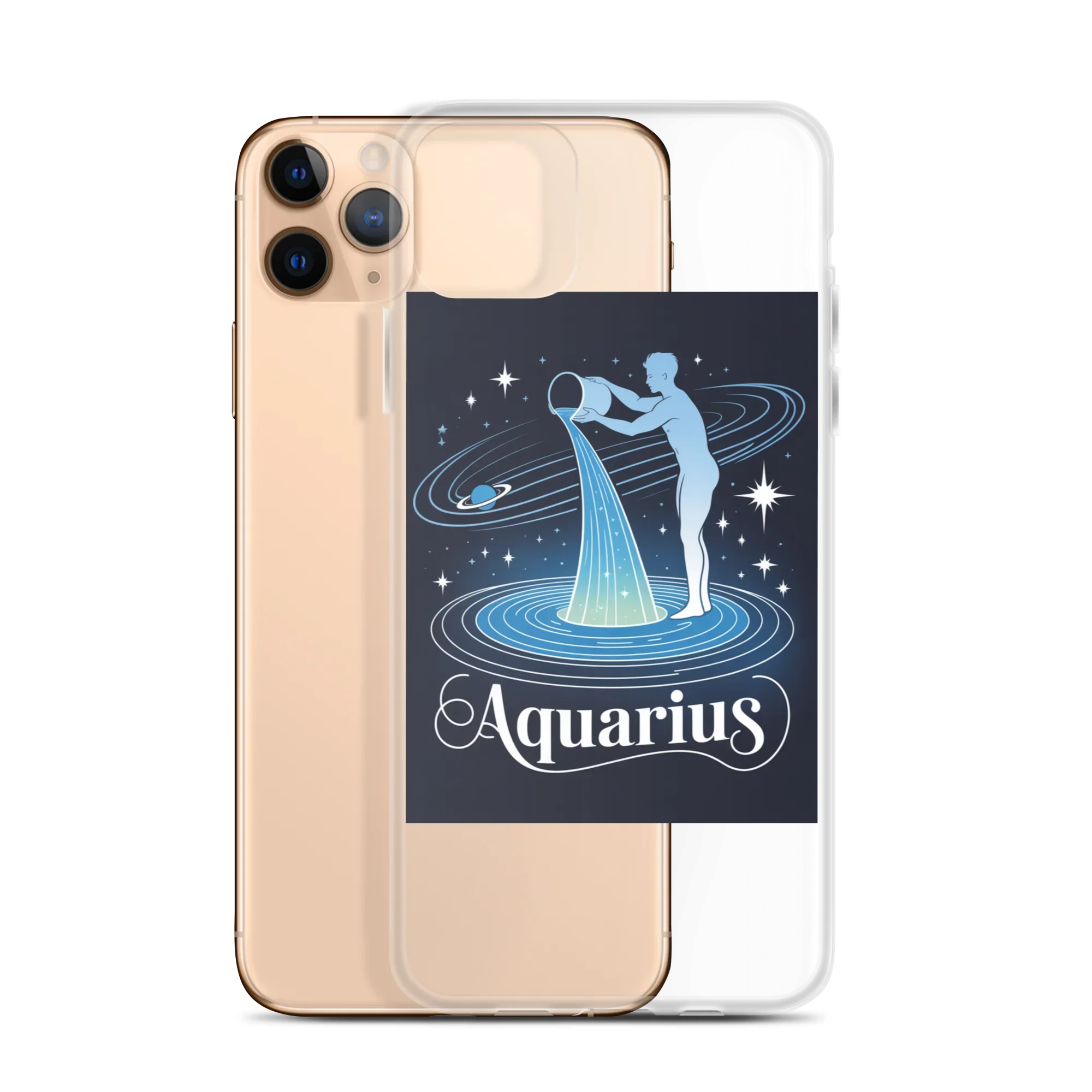 Aquarius iPhone Case – Cosmic Waterbearer & Saturn Ring - RaZits