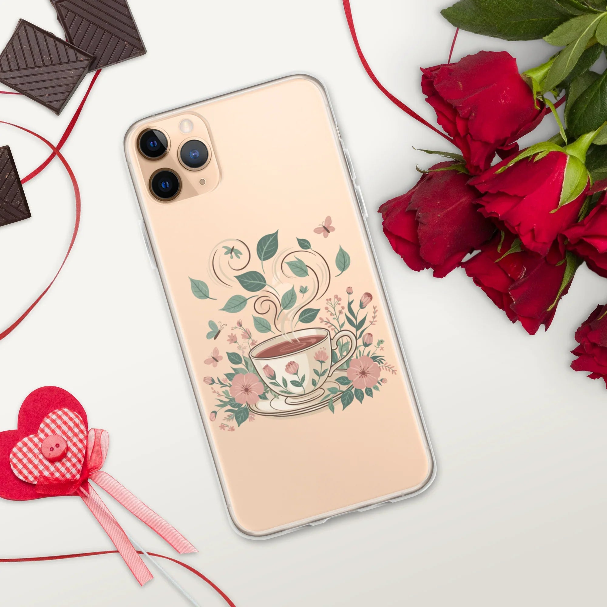 Floral Teacup Phone Case – Whimsical Cottagecore Botanical Design - RaZits