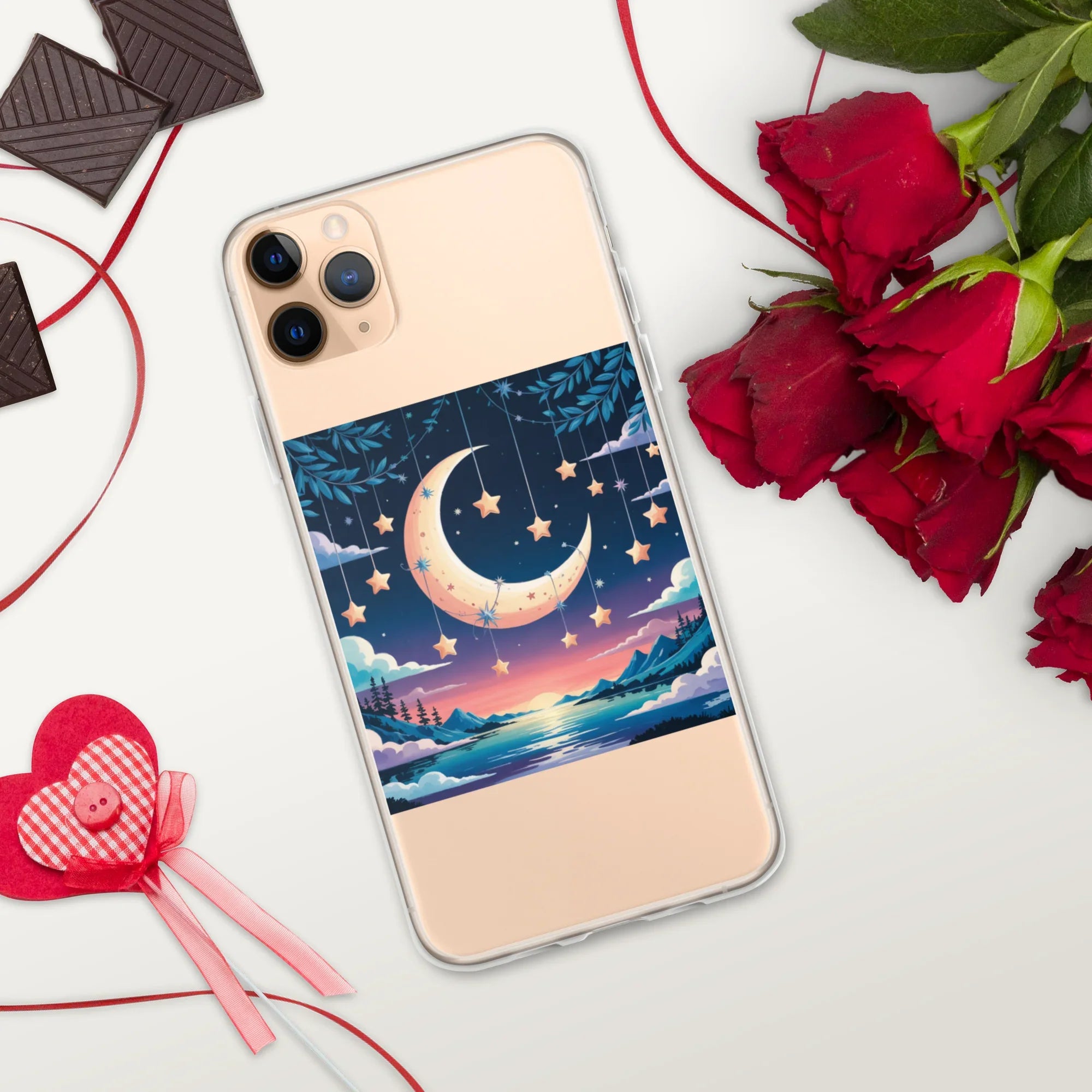 Celestial Moon & Stars Phone Case – Dreamy Night Sky with Crescent Moon | Fantasy Twilight Aesthetic - RaZits