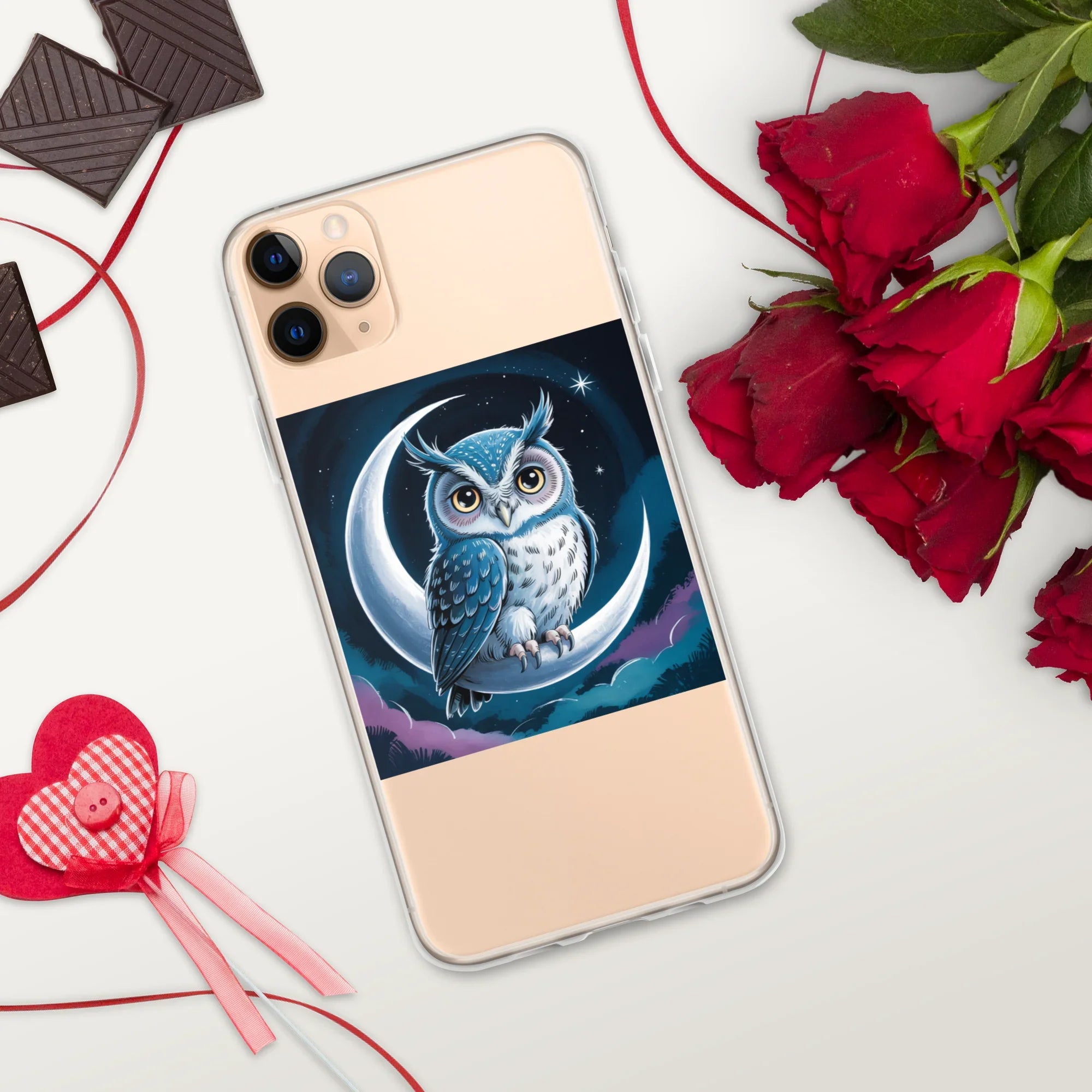 Owl on Crescent Moon Phone Case – Celestial Night Sky Design | Fantasy Animal & Starry Aesthetic - RaZits