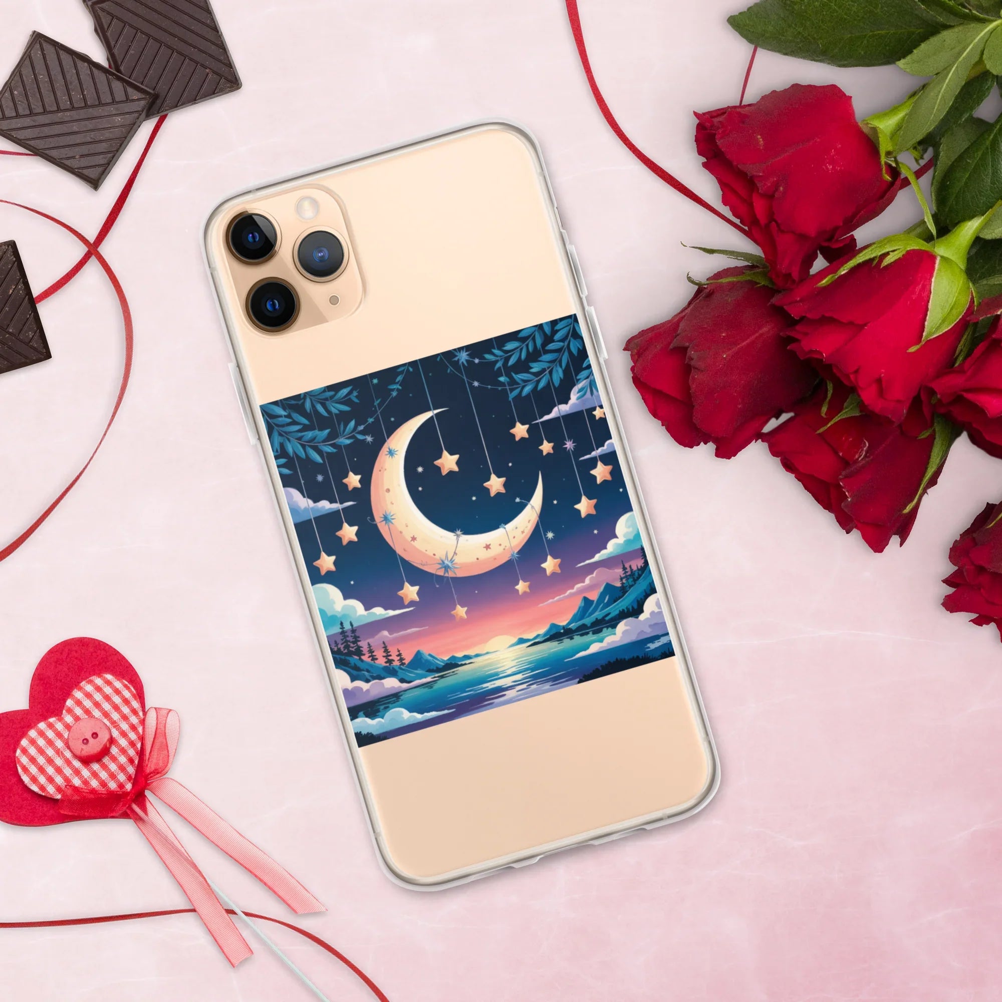 Celestial Moon & Stars Phone Case – Dreamy Night Sky with Crescent Moon | Fantasy Twilight Aesthetic - RaZits