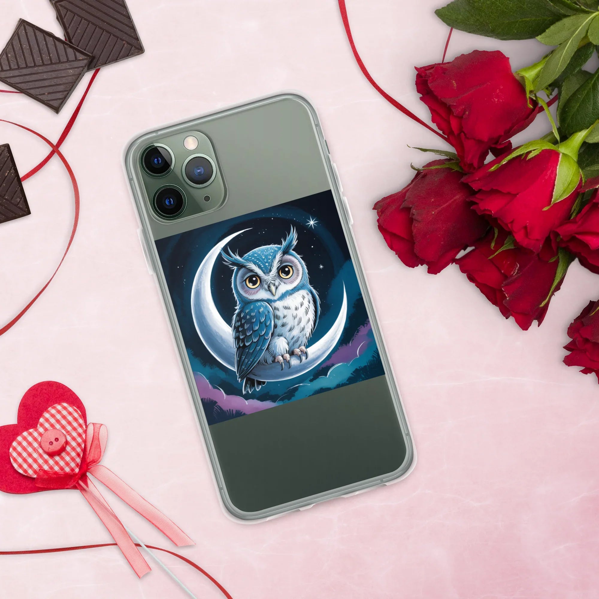 Owl on Crescent Moon Phone Case – Celestial Night Sky Design | Fantasy Animal & Starry Aesthetic - RaZits