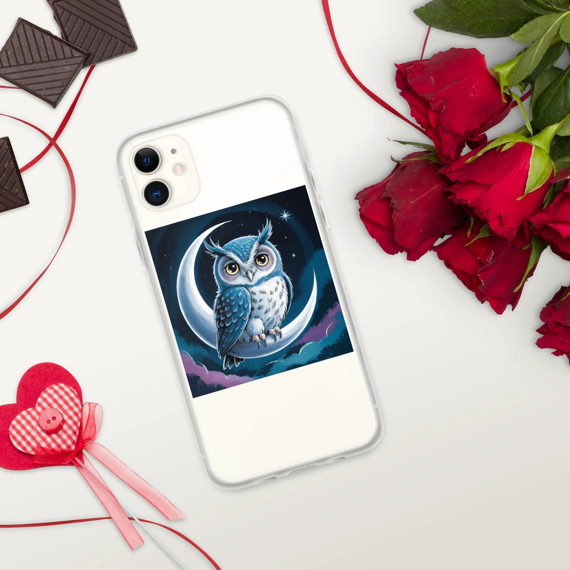 Owl on Crescent Moon Phone Case – Celestial Night Sky Design | Fantasy Animal & Starry Aesthetic - RaZits