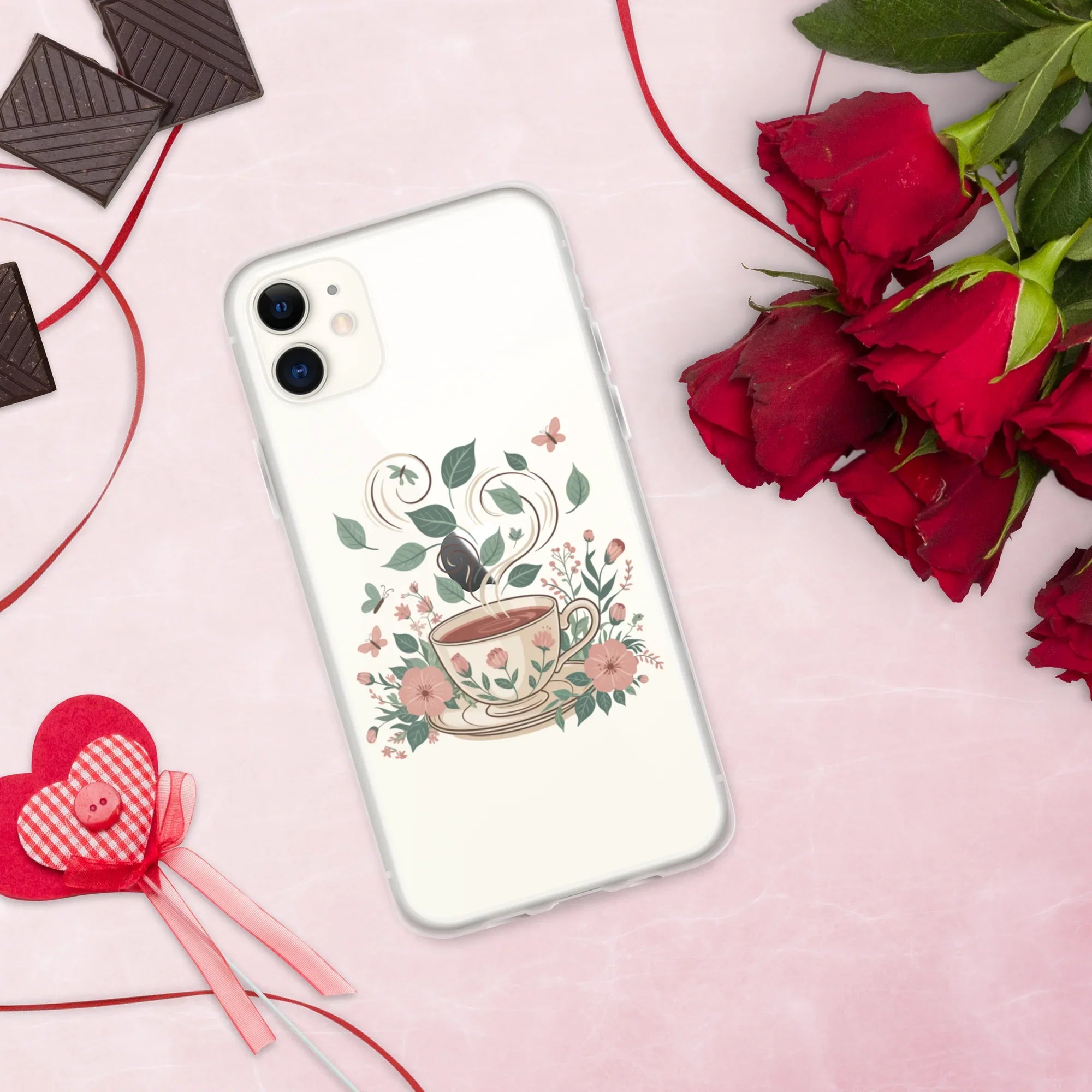 Floral Teacup Phone Case – Whimsical Cottagecore Botanical Design - RaZits