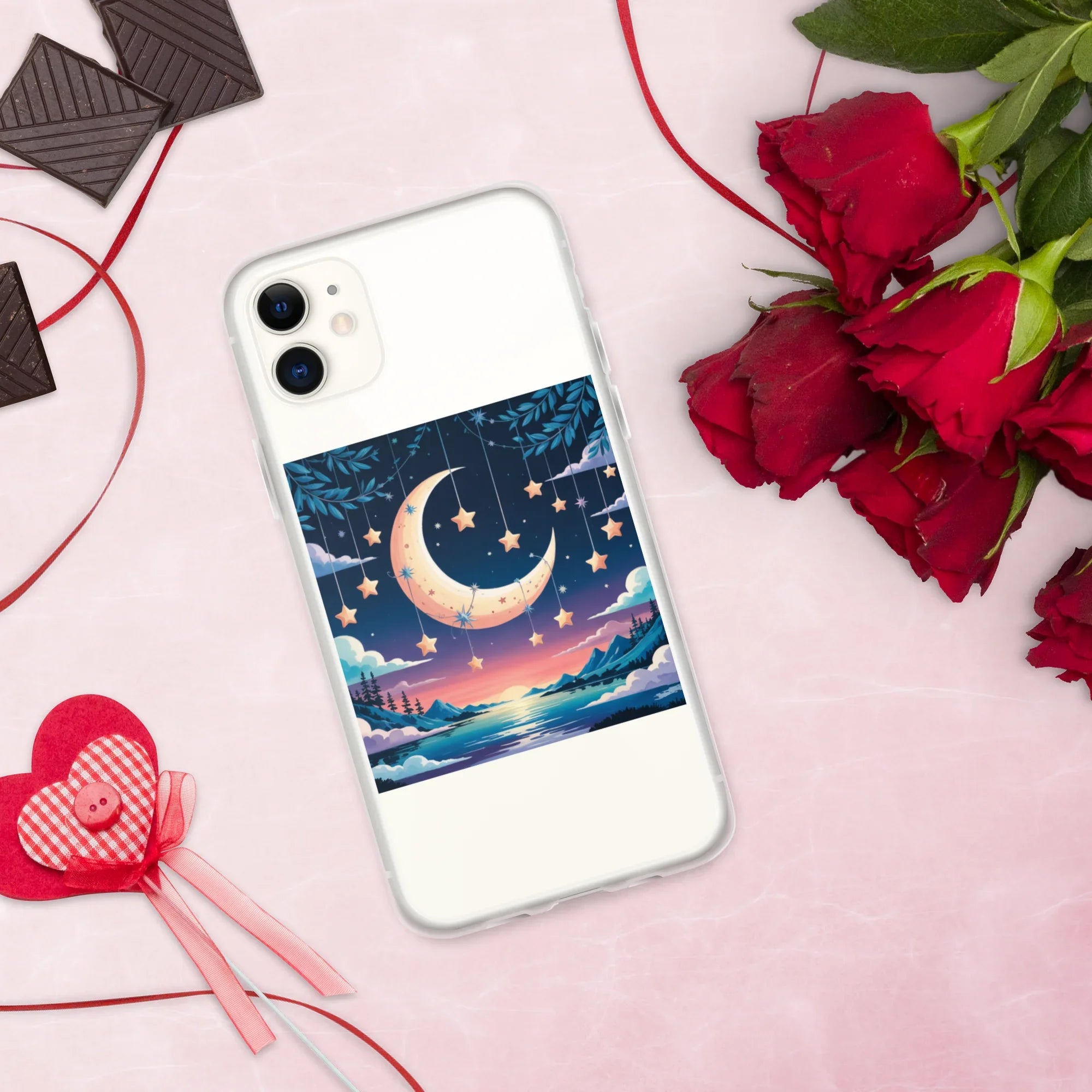 Celestial Moon & Stars Phone Case – Dreamy Night Sky with Crescent Moon | Fantasy Twilight Aesthetic - RaZits
