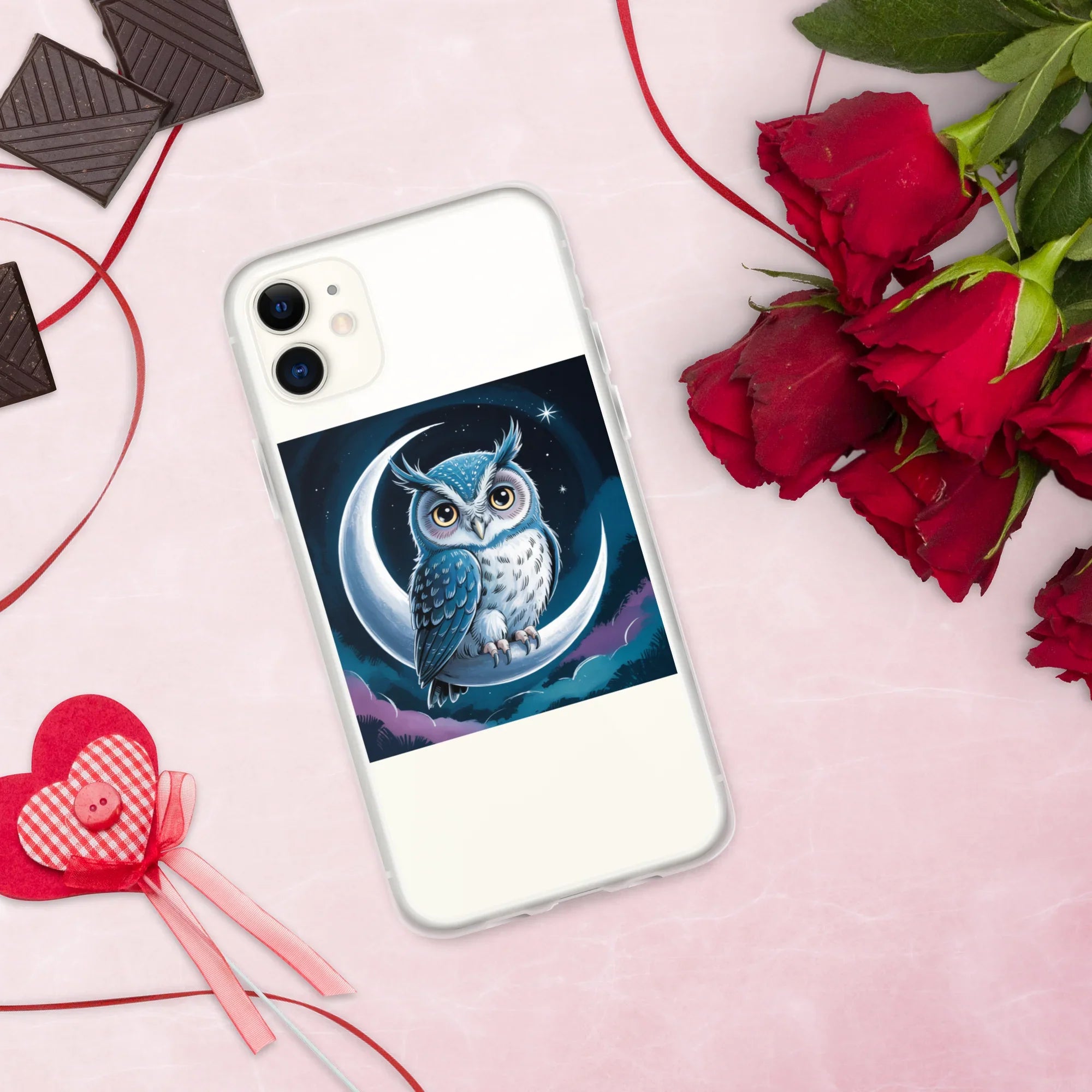 Owl on Crescent Moon Phone Case – Celestial Night Sky Design | Fantasy Animal & Starry Aesthetic - RaZits