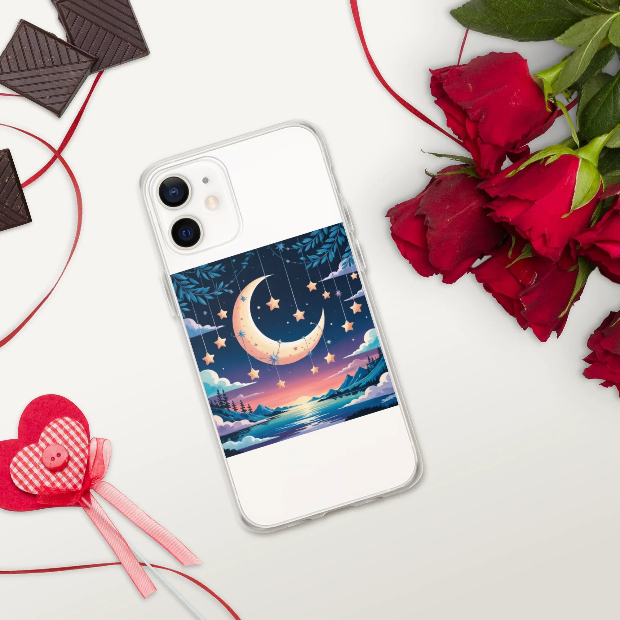 Celestial Moon & Stars Phone Case – Dreamy Night Sky with Crescent Moon | Fantasy Twilight Aesthetic - RaZits