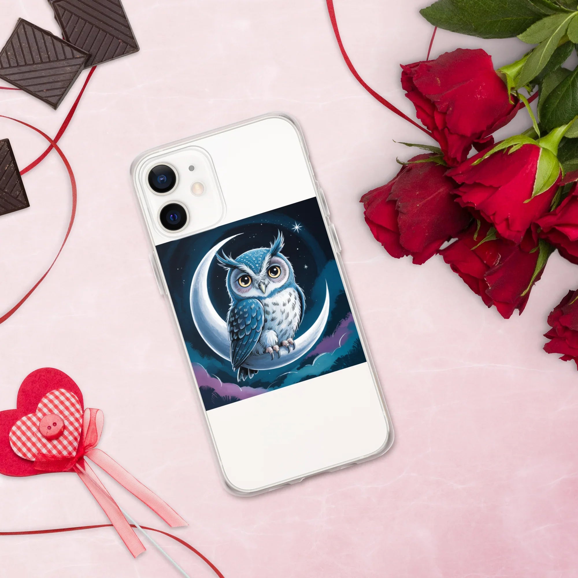 Owl on Crescent Moon Phone Case – Celestial Night Sky Design | Fantasy Animal & Starry Aesthetic - RaZits