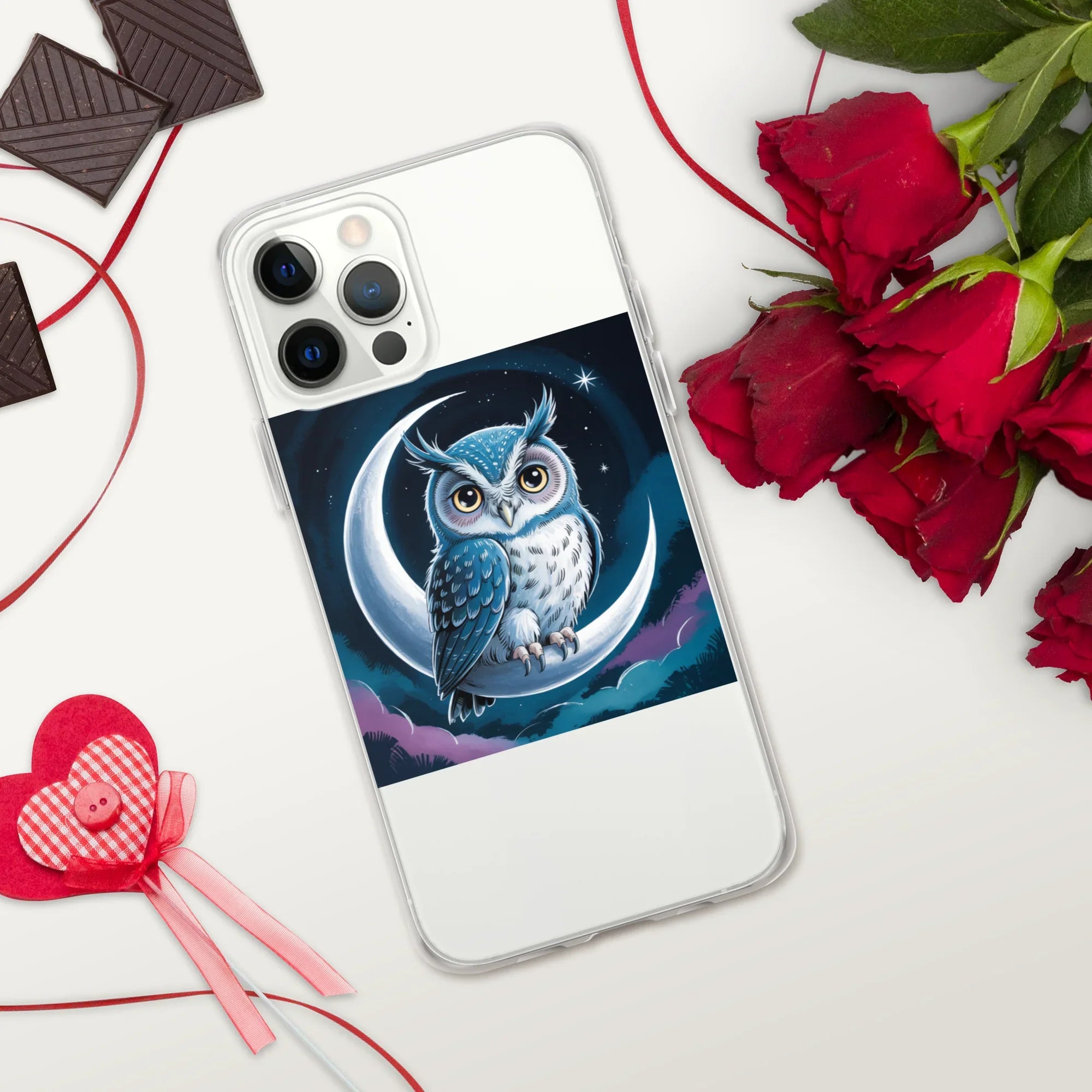 Owl on Crescent Moon Phone Case – Celestial Night Sky Design | Fantasy Animal & Starry Aesthetic - RaZits