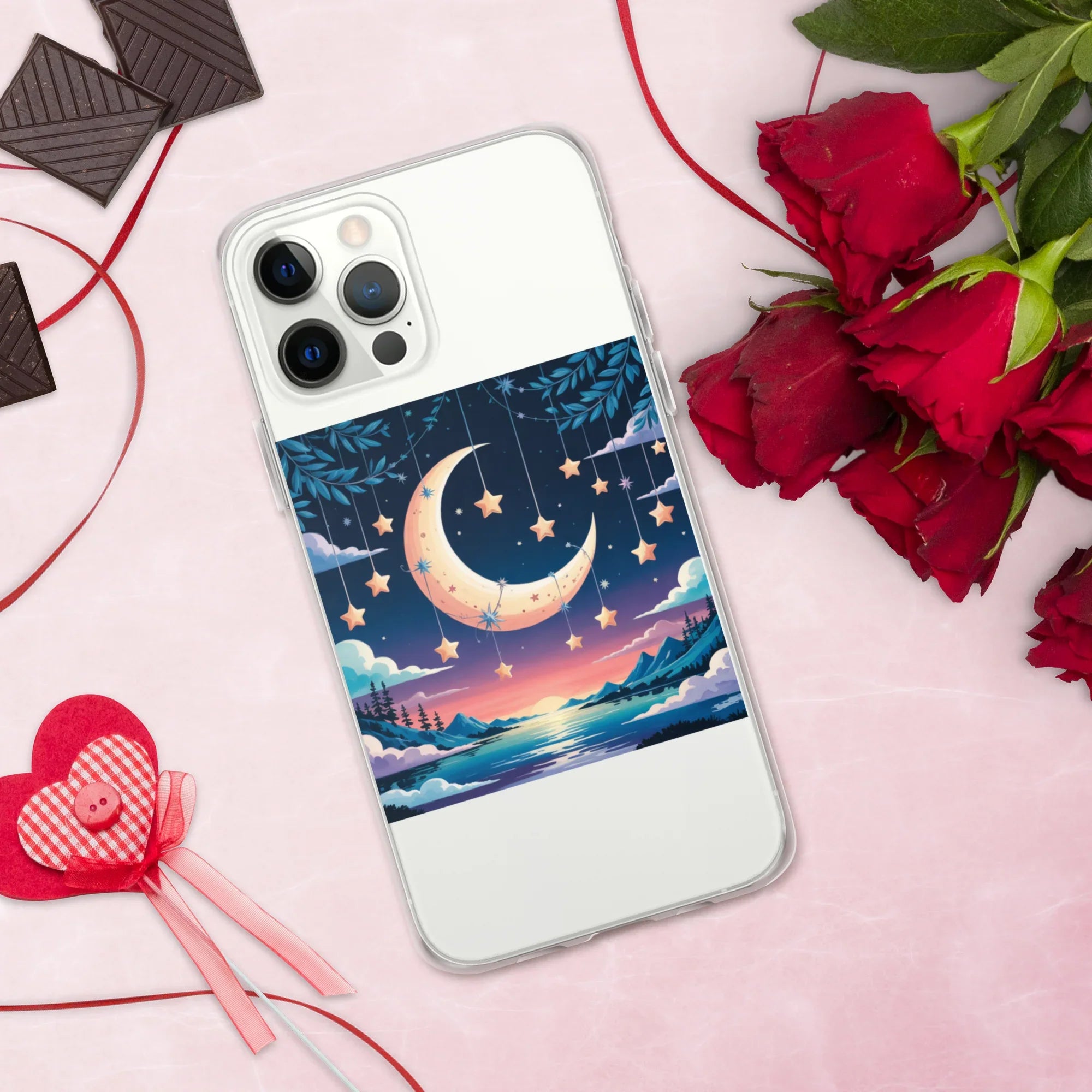 Celestial Moon & Stars Phone Case – Dreamy Night Sky with Crescent Moon | Fantasy Twilight Aesthetic - RaZits