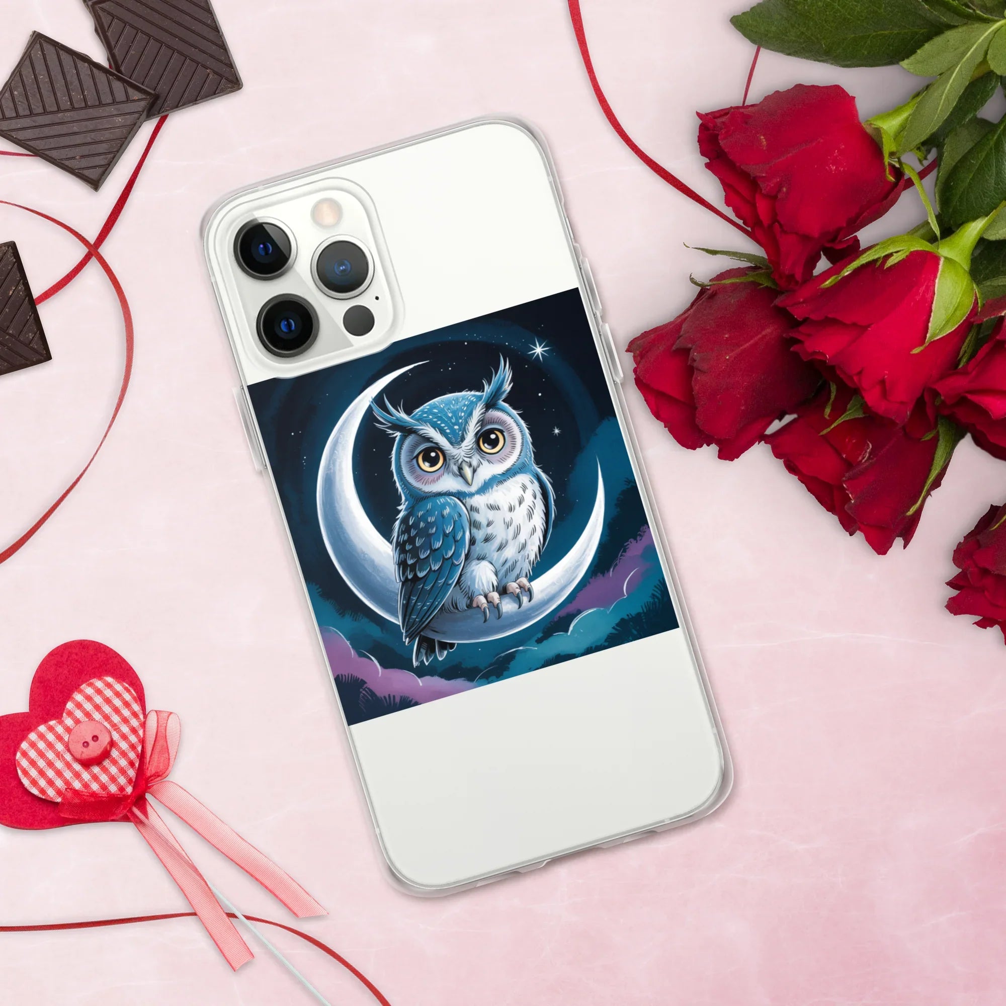 Owl on Crescent Moon Phone Case – Celestial Night Sky Design | Fantasy Animal & Starry Aesthetic - RaZits