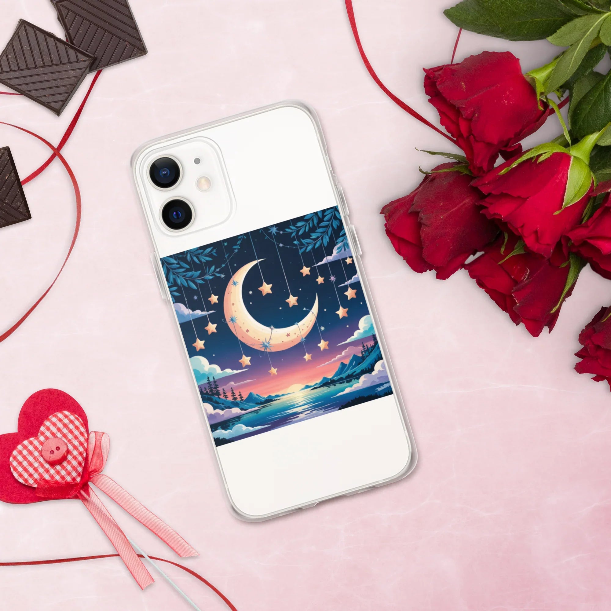 Celestial Moon & Stars Phone Case – Dreamy Night Sky with Crescent Moon | Fantasy Twilight Aesthetic - RaZits