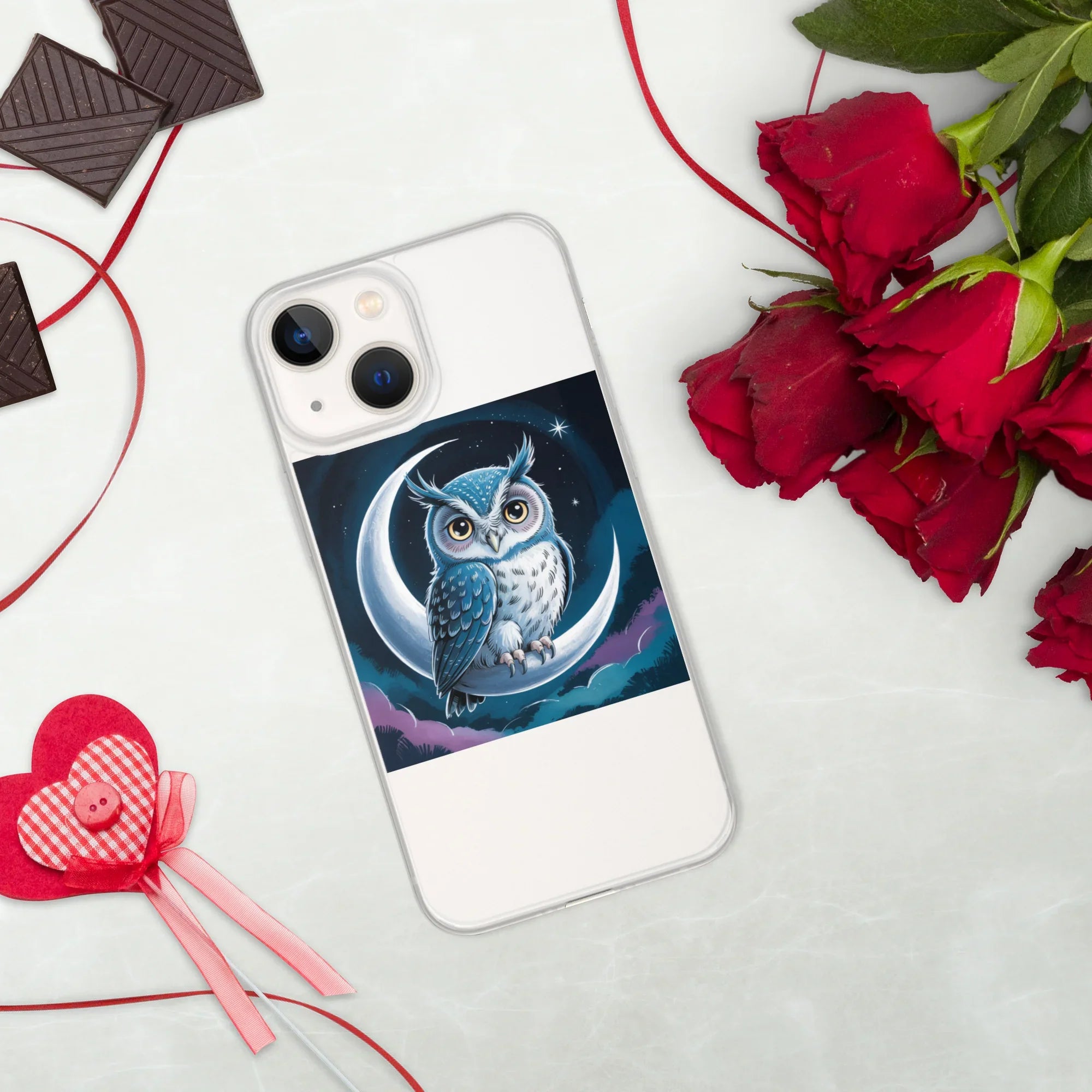 Owl on Crescent Moon Phone Case – Celestial Night Sky Design | Fantasy Animal & Starry Aesthetic - RaZits