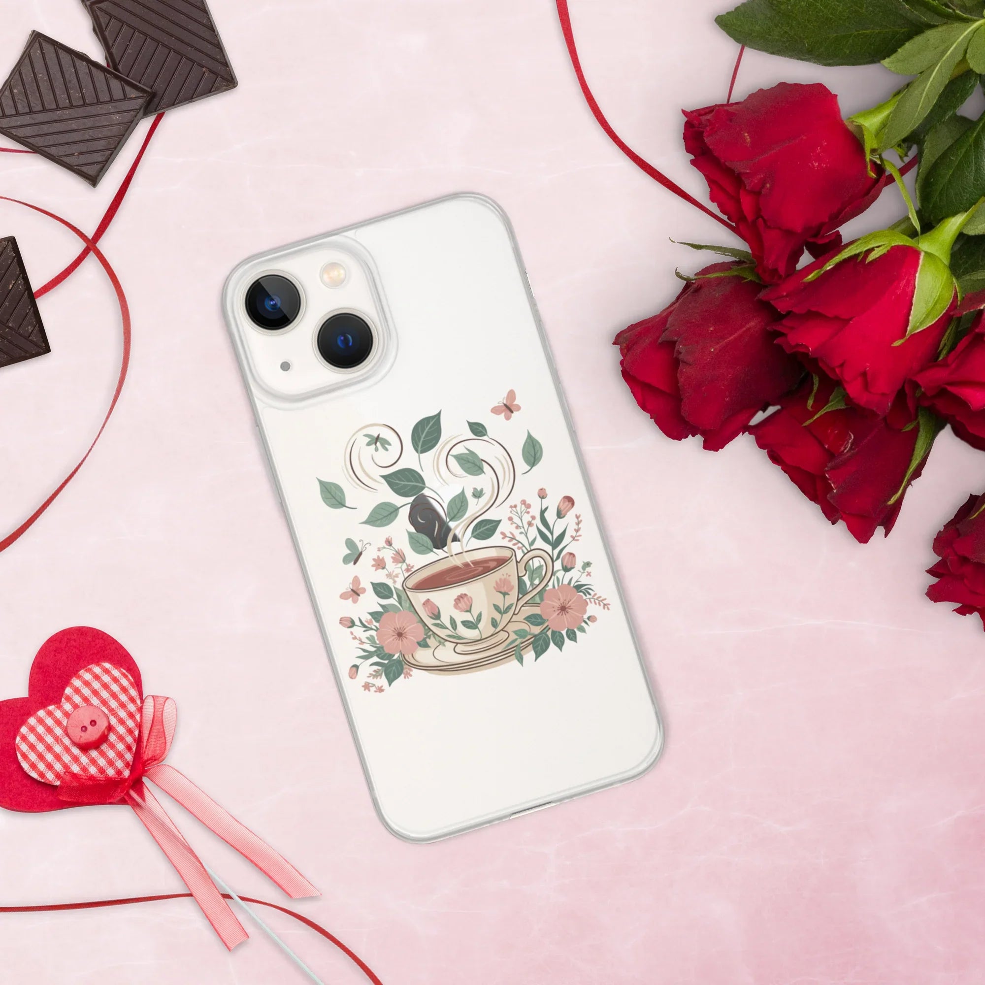 Floral Teacup Phone Case – Whimsical Cottagecore Botanical Design
