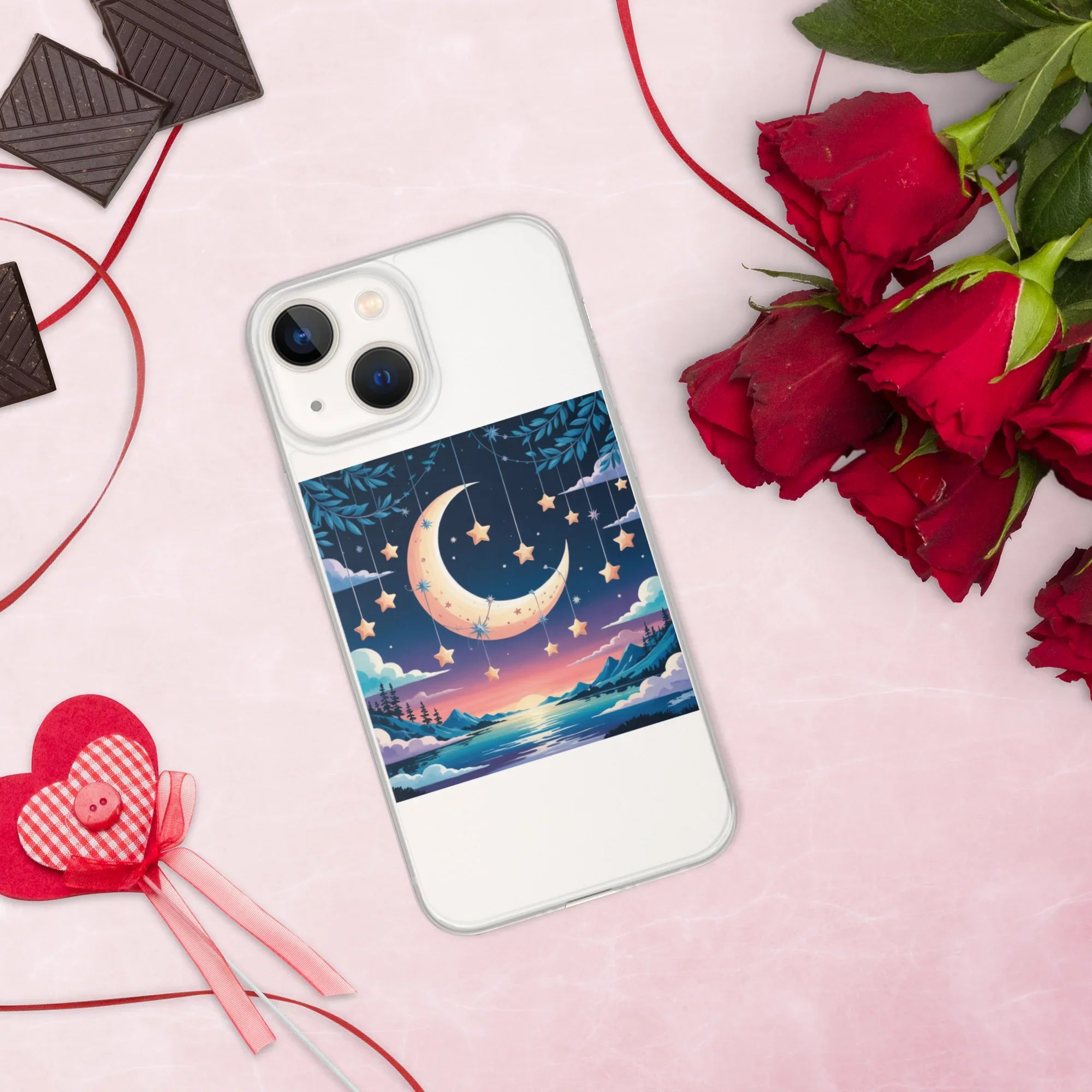 Celestial Moon & Stars Phone Case – Dreamy Night Sky with Crescent Moon | Fantasy Twilight Aesthetic - RaZits