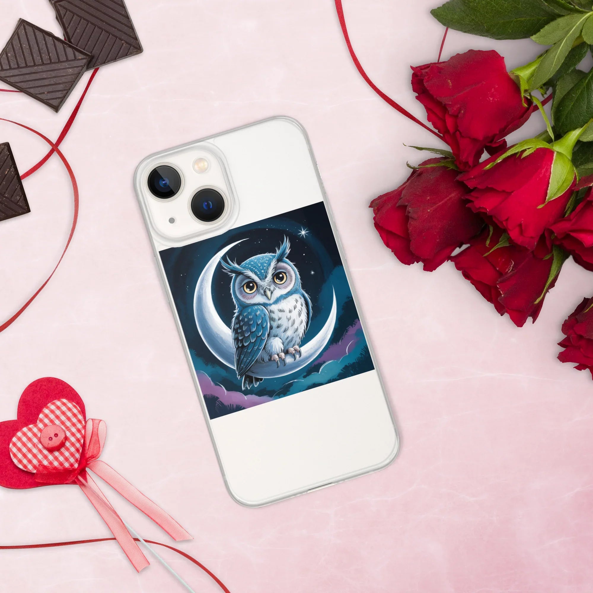 Owl on Crescent Moon Phone Case – Celestial Night Sky Design | Fantasy Animal & Starry Aesthetic - RaZits