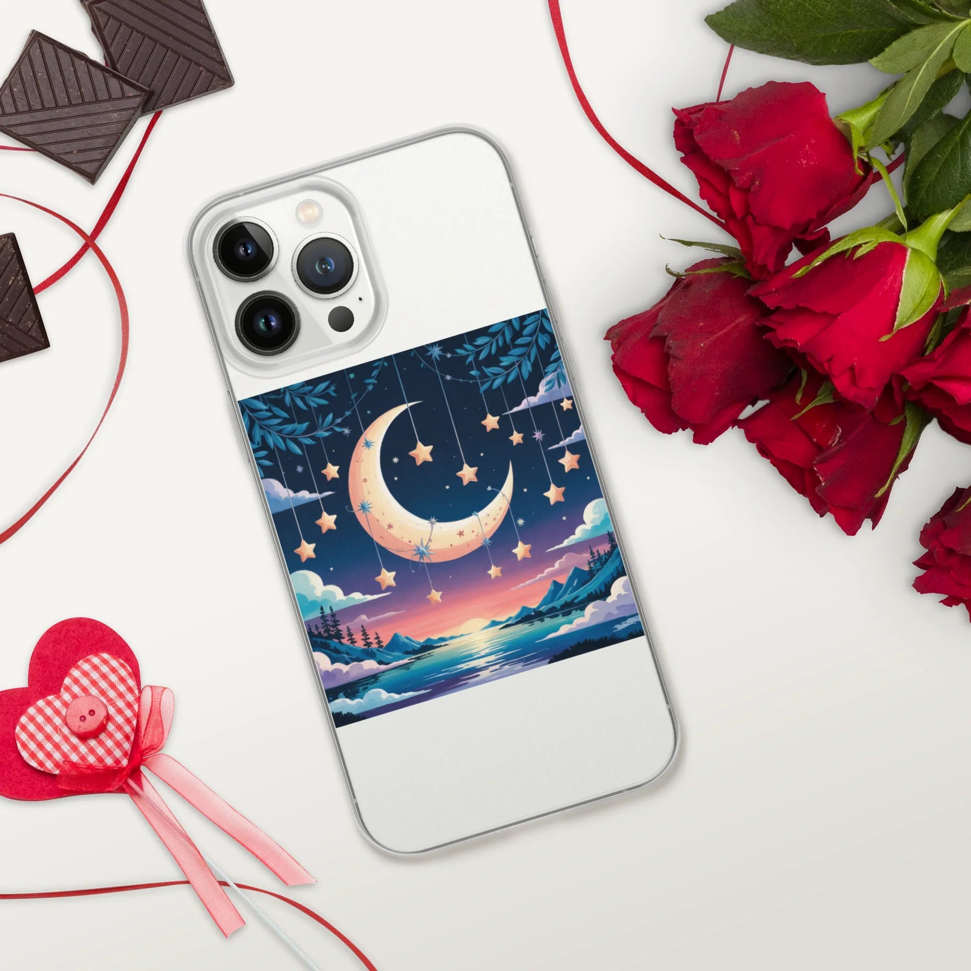 Celestial Moon & Stars Phone Case – Dreamy Night Sky with Crescent Moon | Fantasy Twilight Aesthetic - RaZits