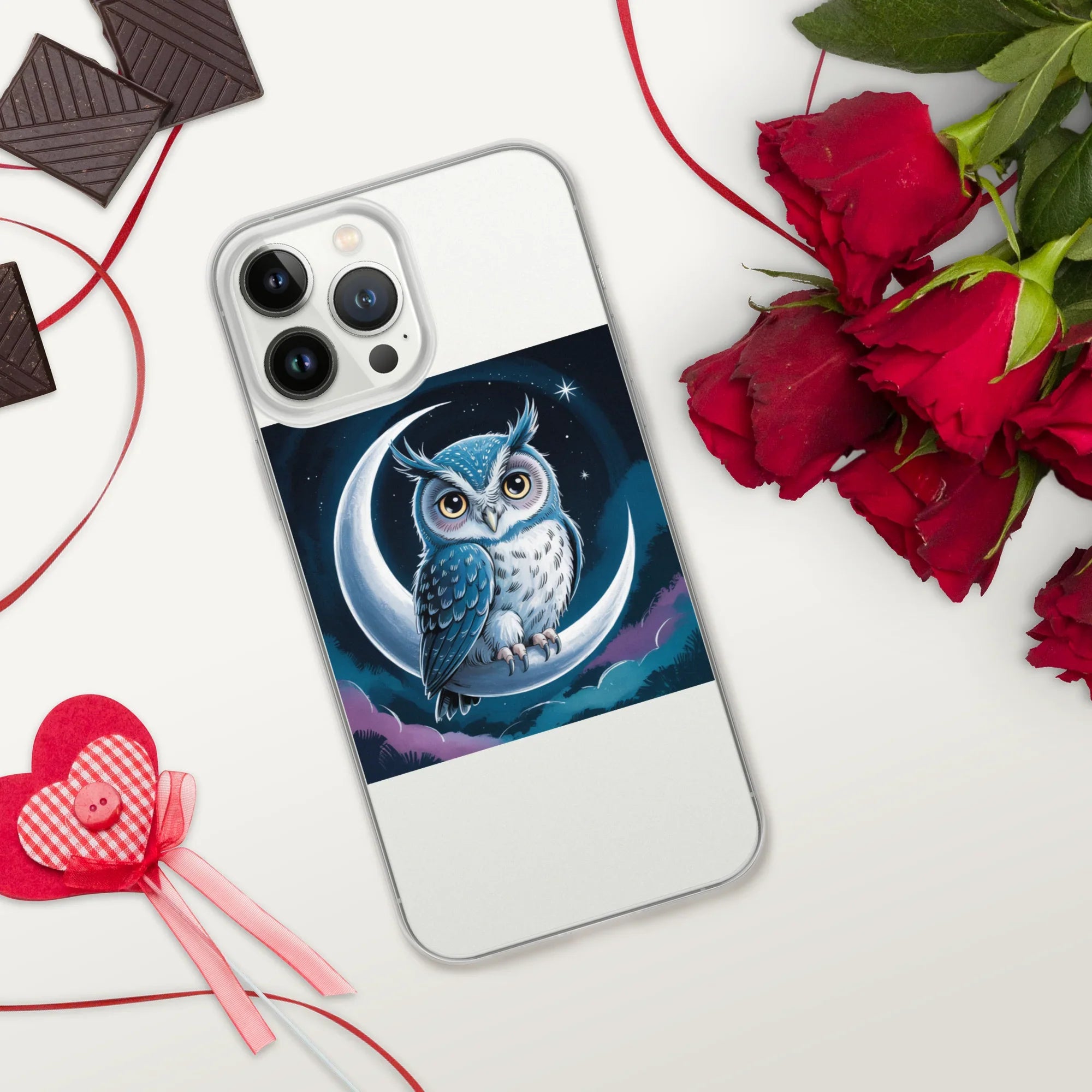 Owl on Crescent Moon Phone Case – Celestial Night Sky Design | Fantasy Animal & Starry Aesthetic - RaZits