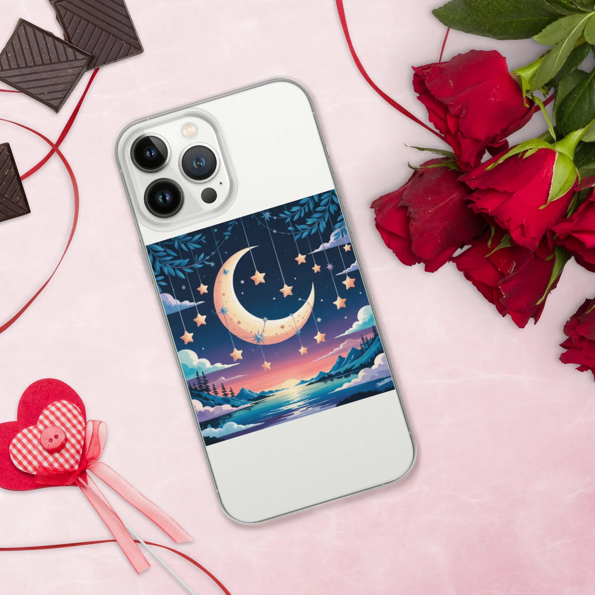 Celestial Moon & Stars Phone Case – Dreamy Night Sky with Crescent Moon | Fantasy Twilight Aesthetic - RaZits