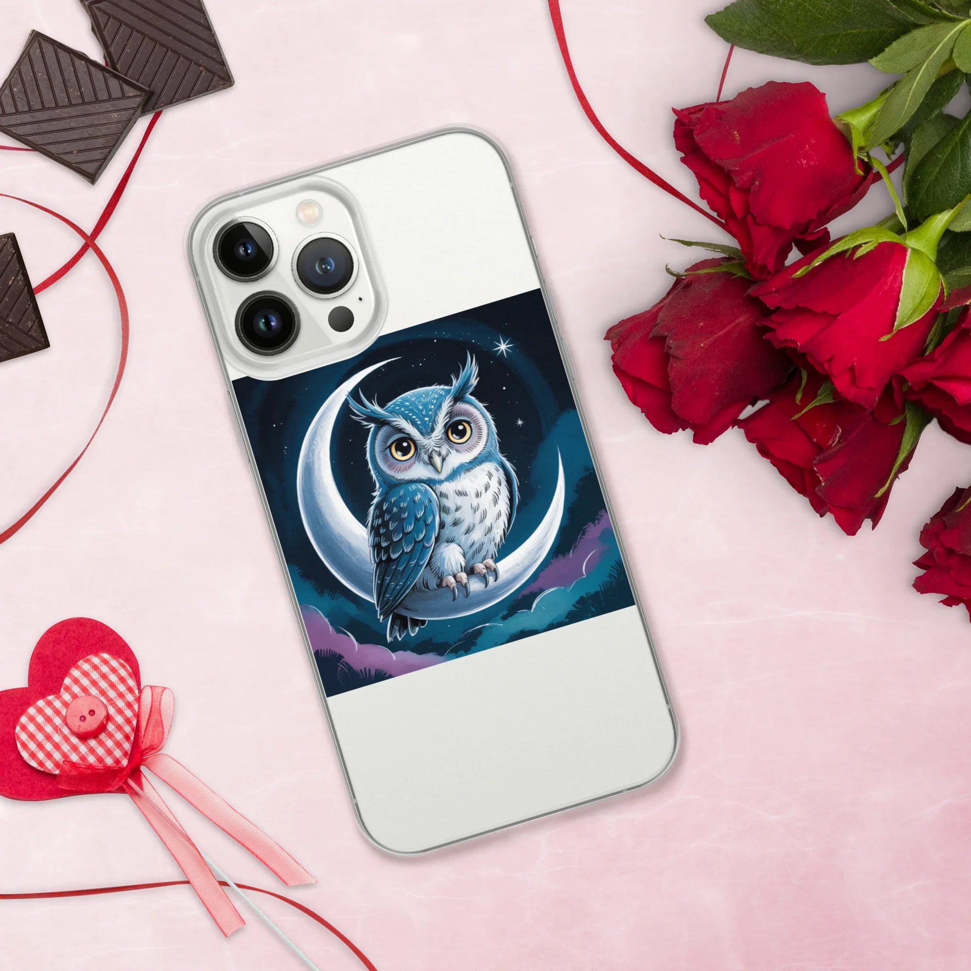 Owl on Crescent Moon Phone Case – Celestial Night Sky Design | Fantasy Animal & Starry Aesthetic - RaZits
