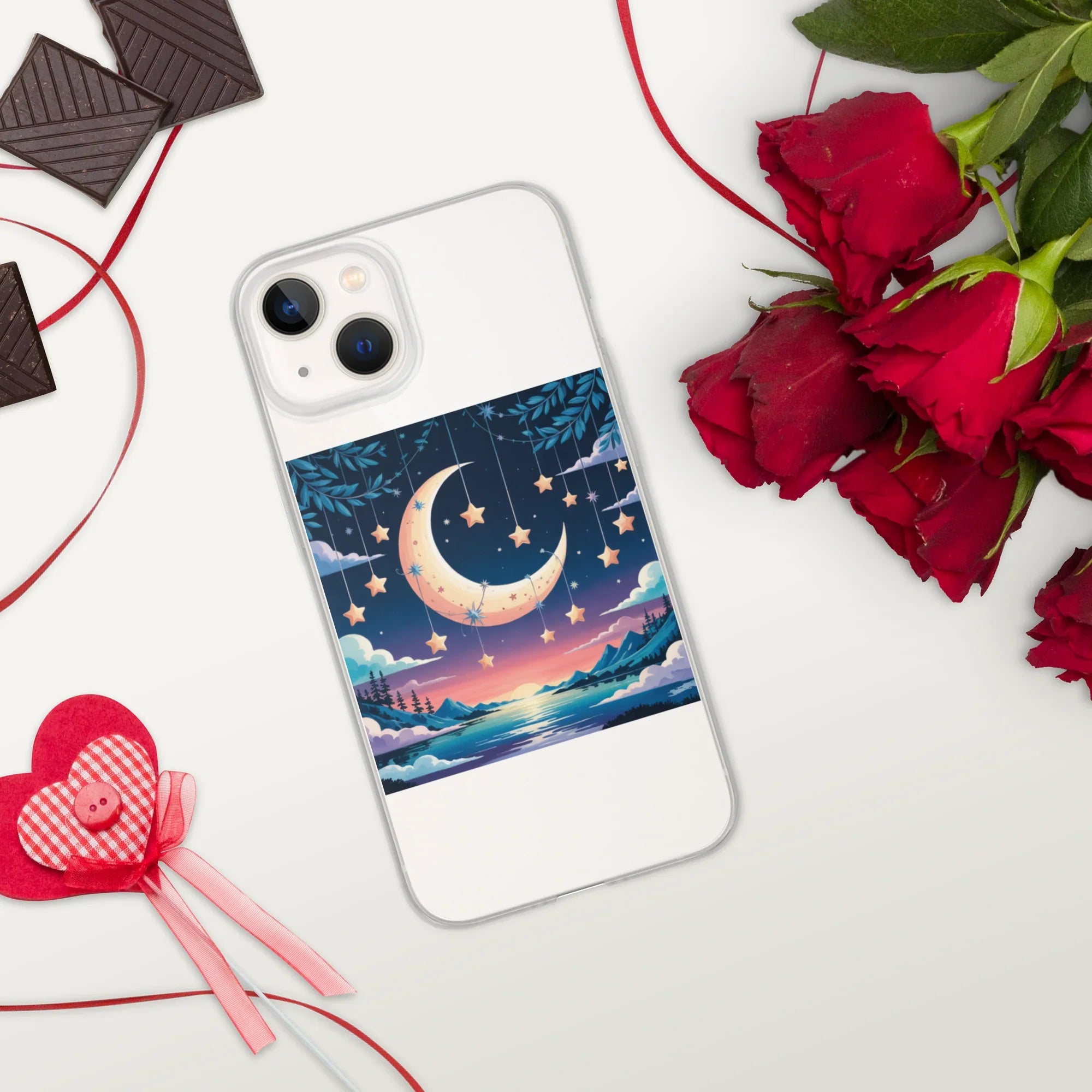 Celestial Moon & Stars Phone Case – Dreamy Night Sky with Crescent Moon | Fantasy Twilight Aesthetic - RaZits