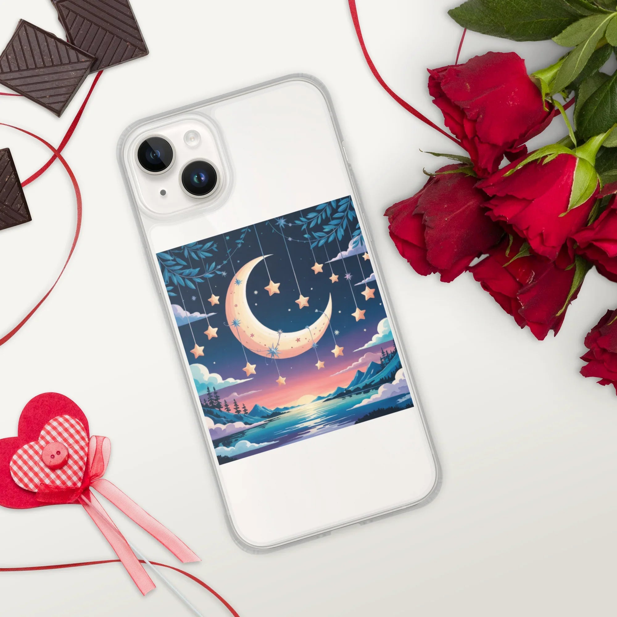 Celestial Moon & Stars Phone Case – Dreamy Night Sky with Crescent Moon | Fantasy Twilight Aesthetic - RaZits