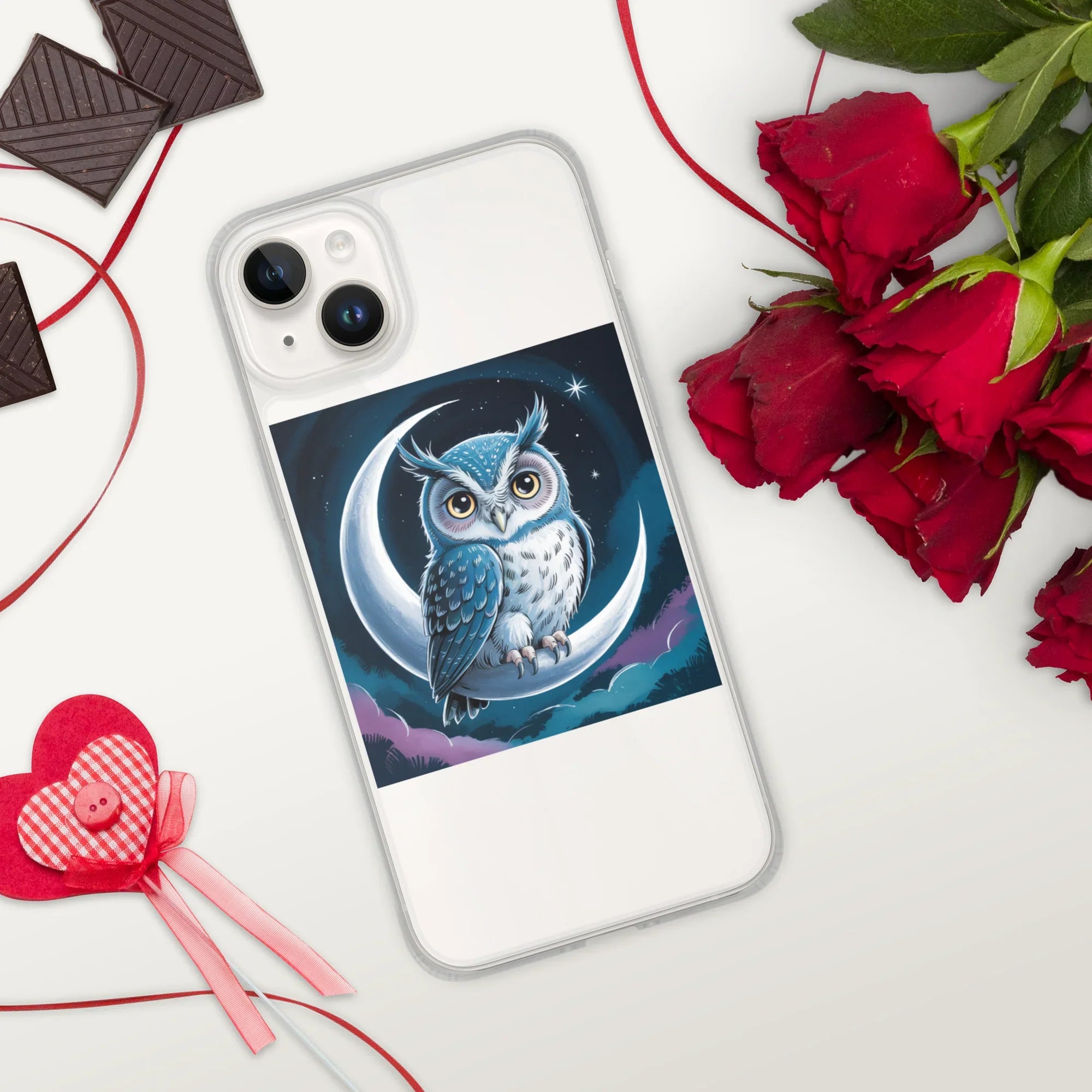 Owl on Crescent Moon Phone Case – Celestial Night Sky Design | Fantasy Animal & Starry Aesthetic - RaZits