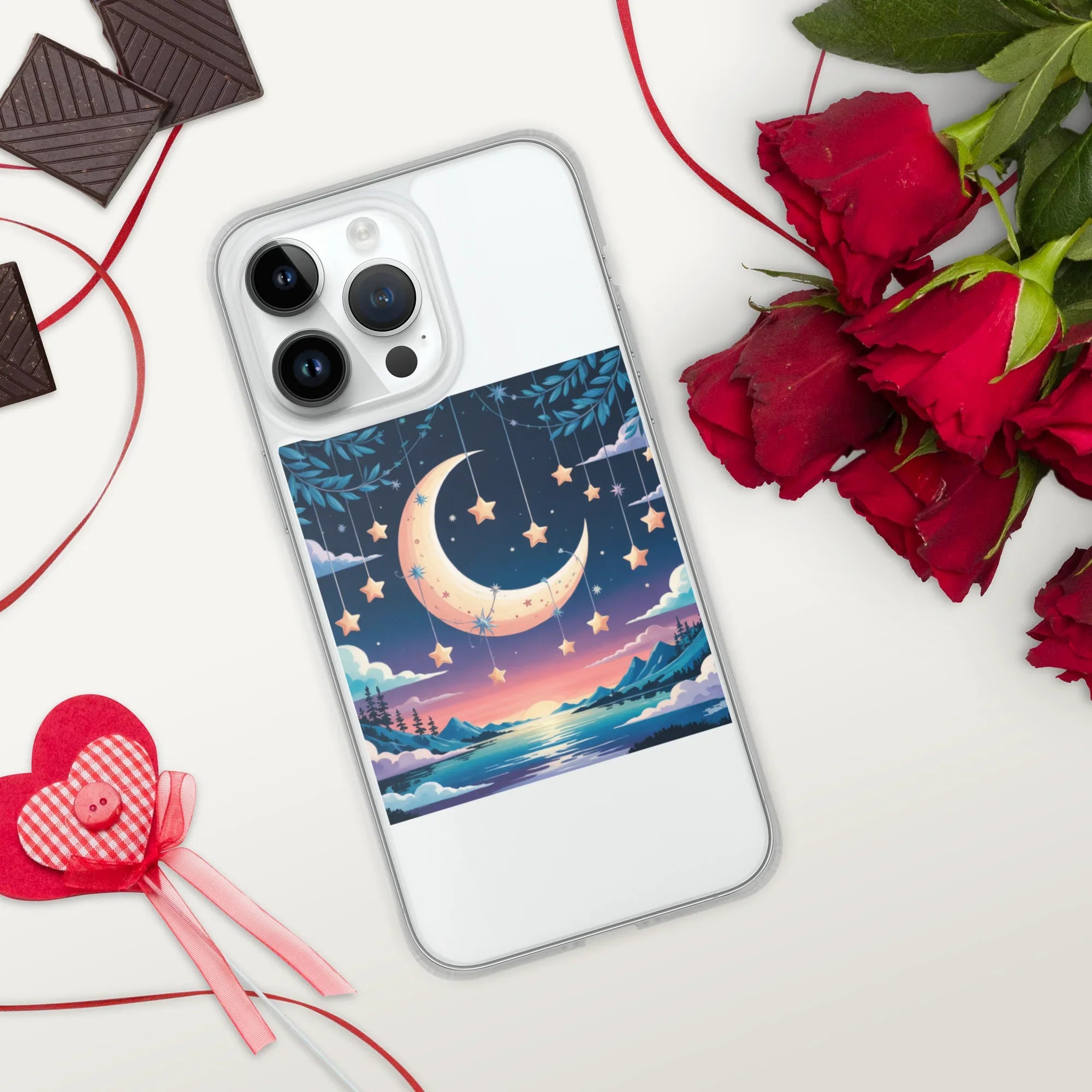 Celestial Moon & Stars Phone Case – Dreamy Night Sky with Crescent Moon | Fantasy Twilight Aesthetic - RaZits