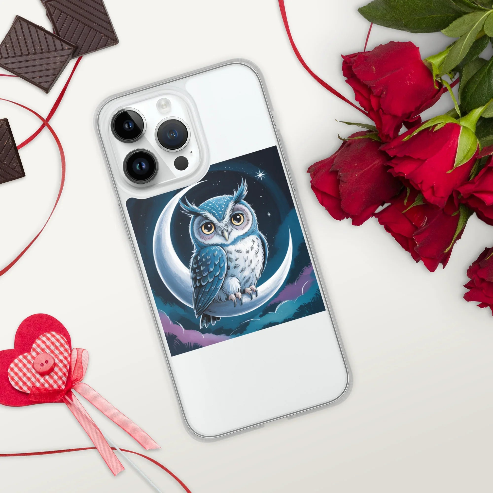 Owl on Crescent Moon Phone Case – Celestial Night Sky Design | Fantasy Animal & Starry Aesthetic - RaZits