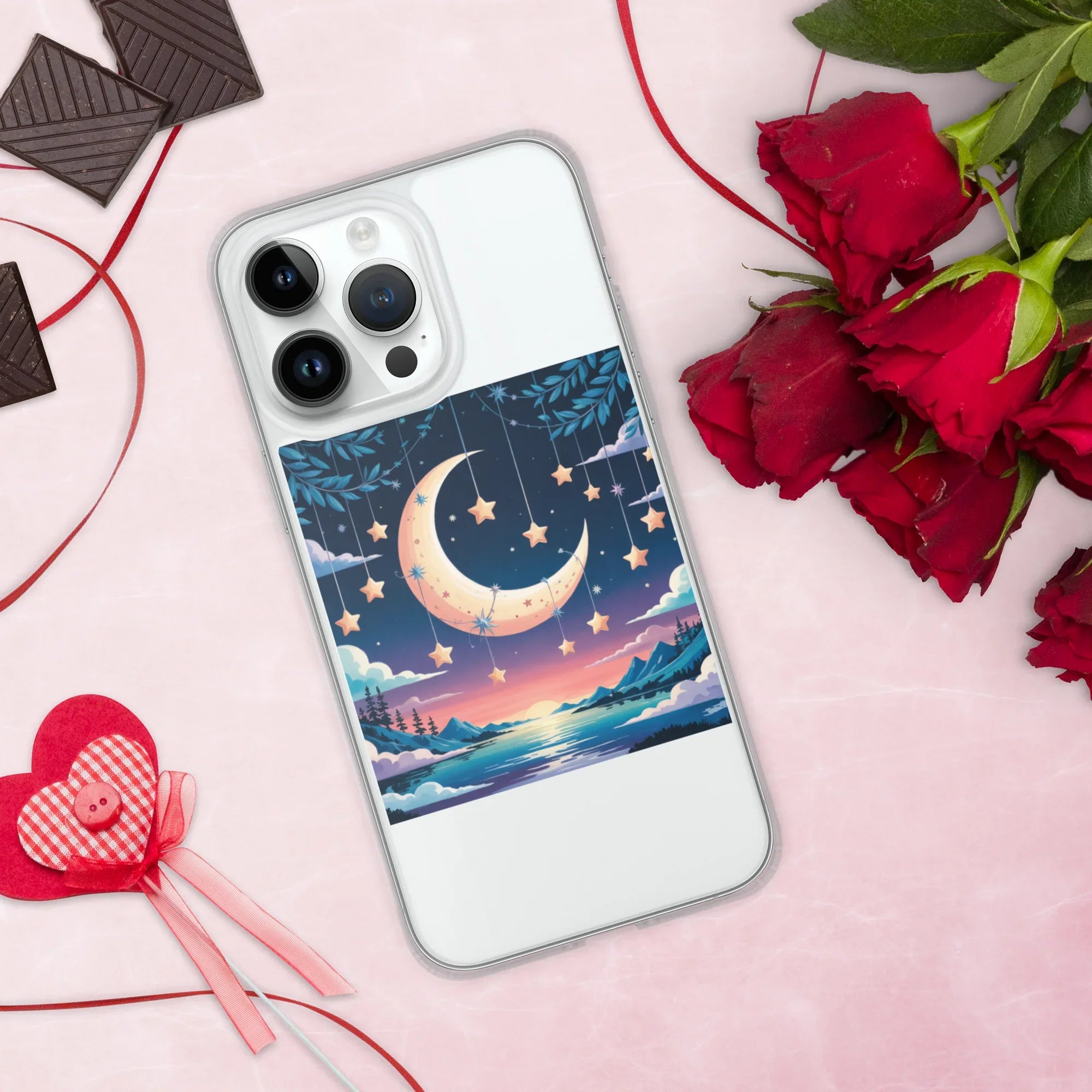 Celestial Moon & Stars Phone Case – Dreamy Night Sky with Crescent Moon | Fantasy Twilight Aesthetic - RaZits