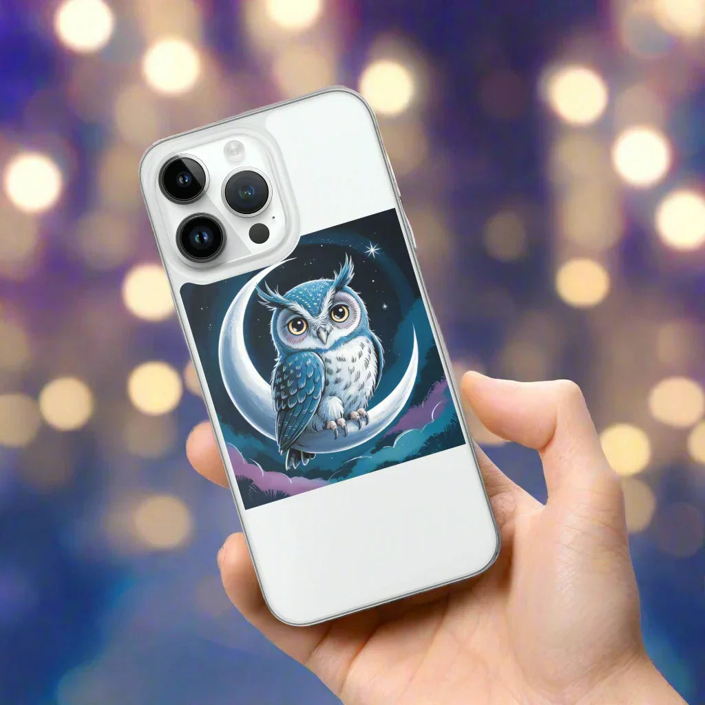 Owl on Crescent Moon Phone Case – Celestial Night Sky Design | Fantasy Animal & Starry Aesthetic - RaZits