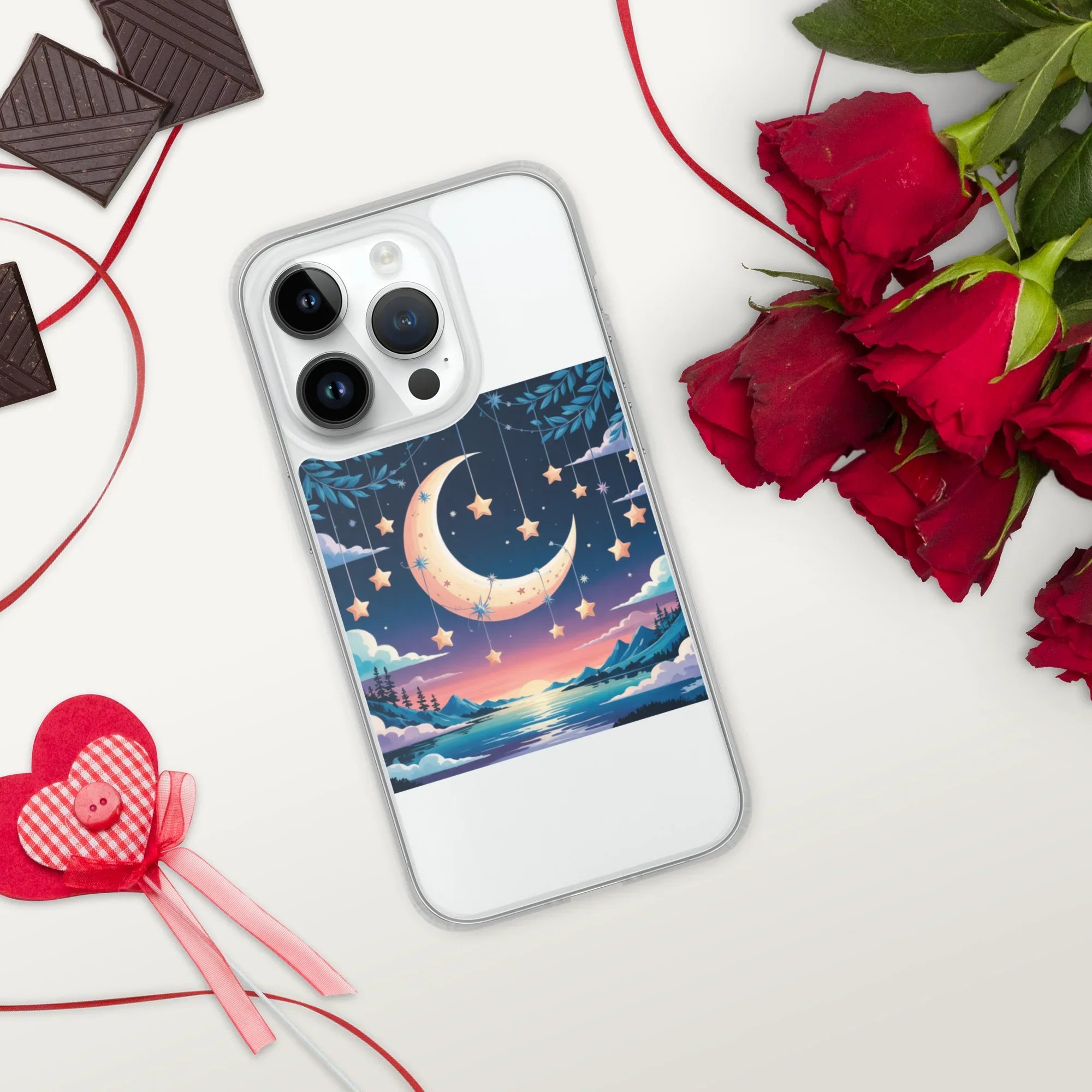 Celestial Moon & Stars Phone Case – Dreamy Night Sky with Crescent Moon | Fantasy Twilight Aesthetic - RaZits