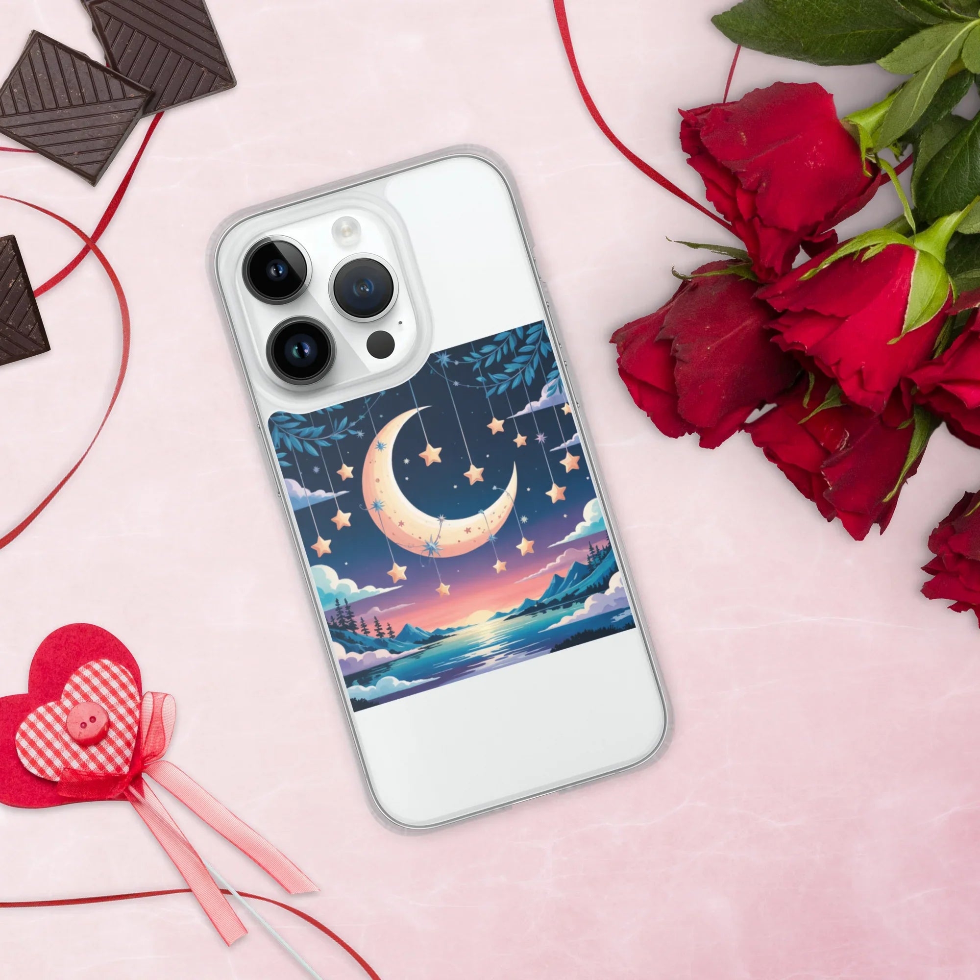 Celestial Moon & Stars Phone Case – Dreamy Night Sky with Crescent Moon | Fantasy Twilight Aesthetic - RaZits