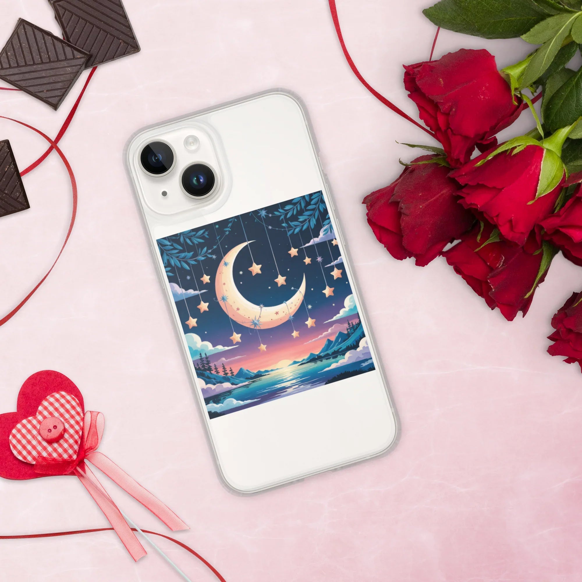 Celestial Moon & Stars Phone Case – Dreamy Night Sky with Crescent Moon | Fantasy Twilight Aesthetic - RaZits