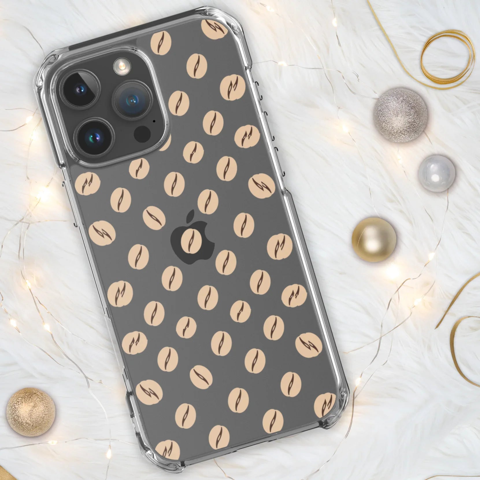 Coffee Bean Pattern Phone Case – Minimalist Cafe Style - RaZits