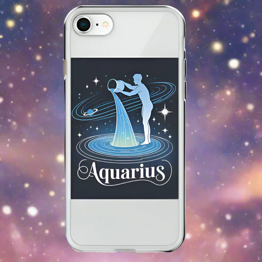 Aquarius iPhone Case – Cosmic Waterbearer & Saturn Ring - RaZits